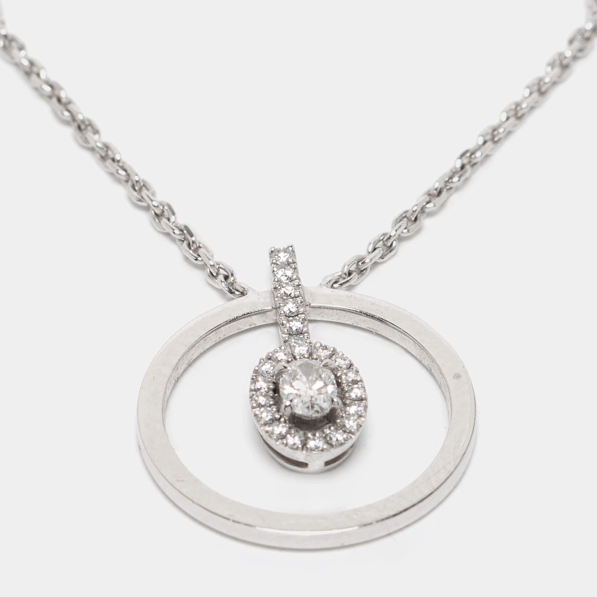 Contemporary Messika Glam'Azone Graphic Diamonds 18k White Gold Necklace