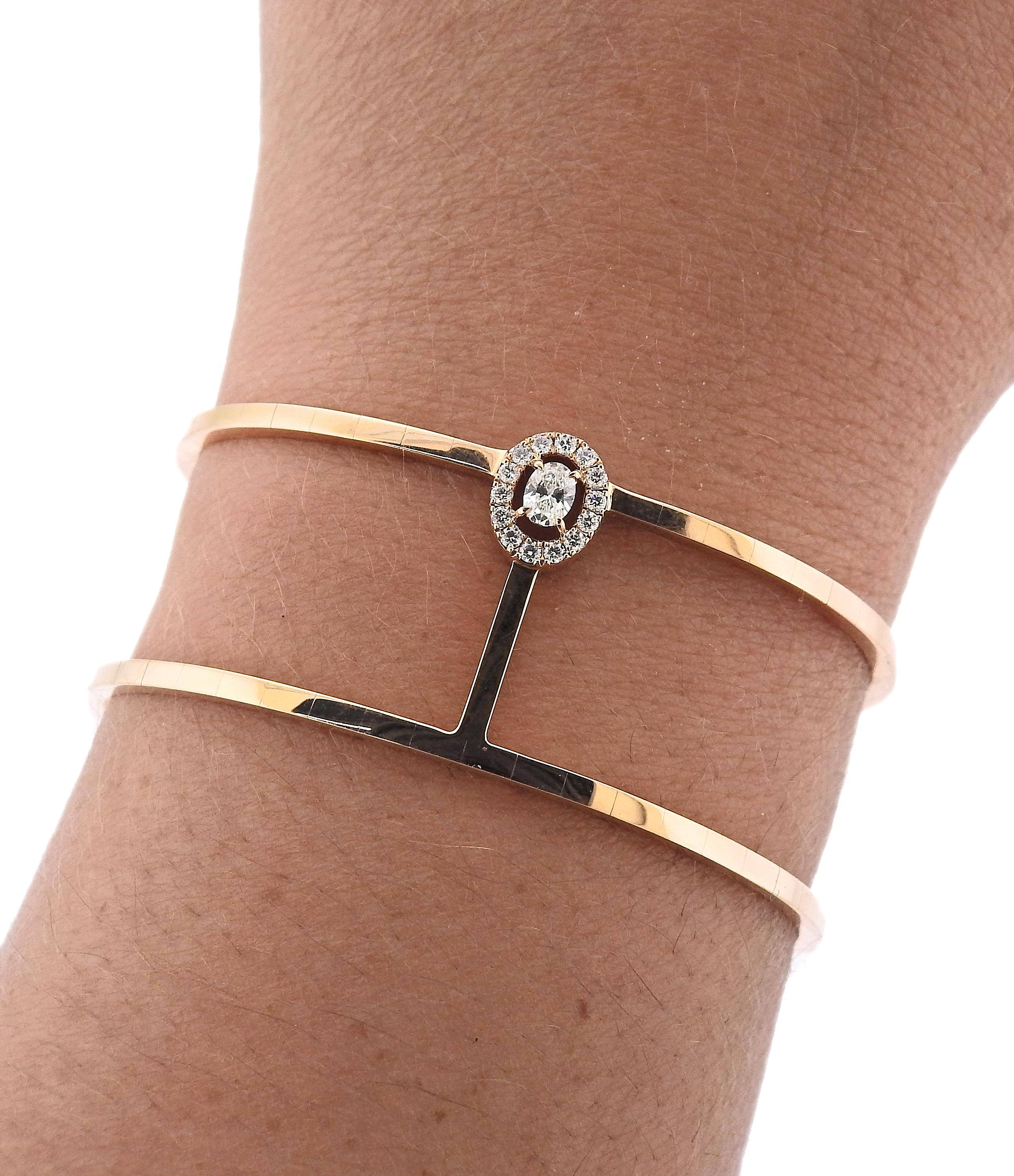 Oval Cut Messika Glam'azone Rose Gold Diamond Bracelet For Sale