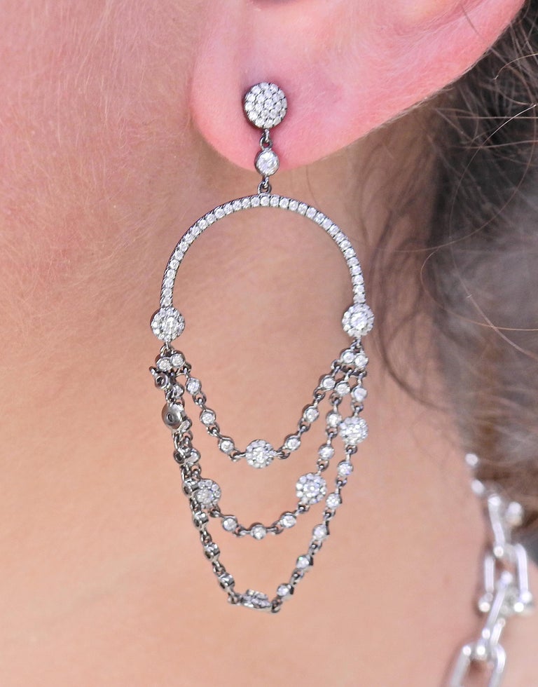 Messika Joy Blackened Gold Diamond Chandelier Earrings For Sale at 1stDibs