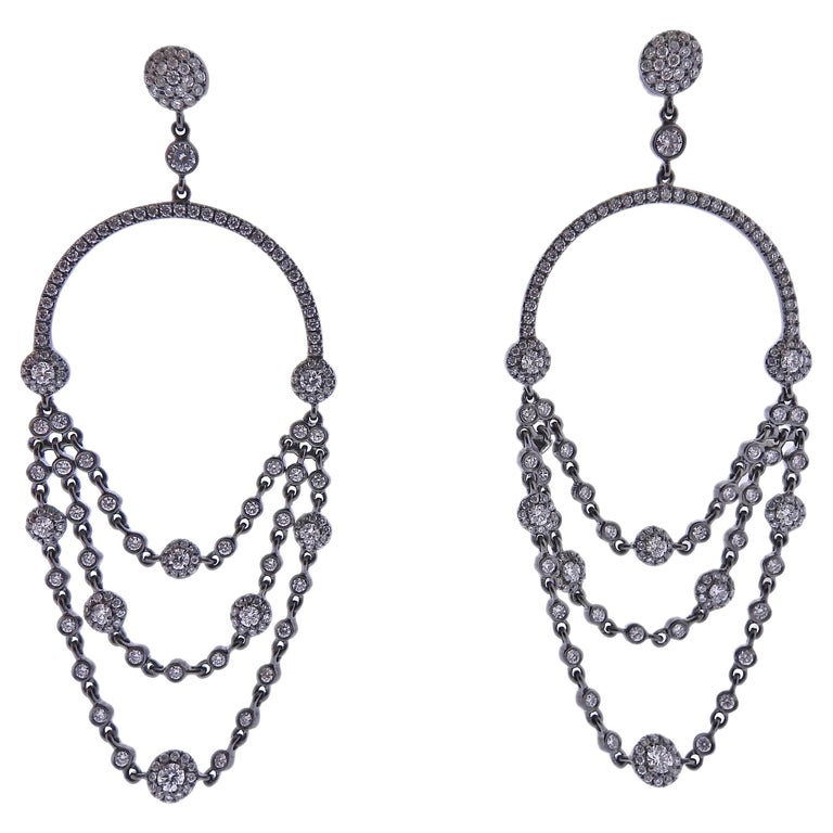 Messika Joy Blackened Gold Diamond Chandelier Earrings For Sale at 1stDibs