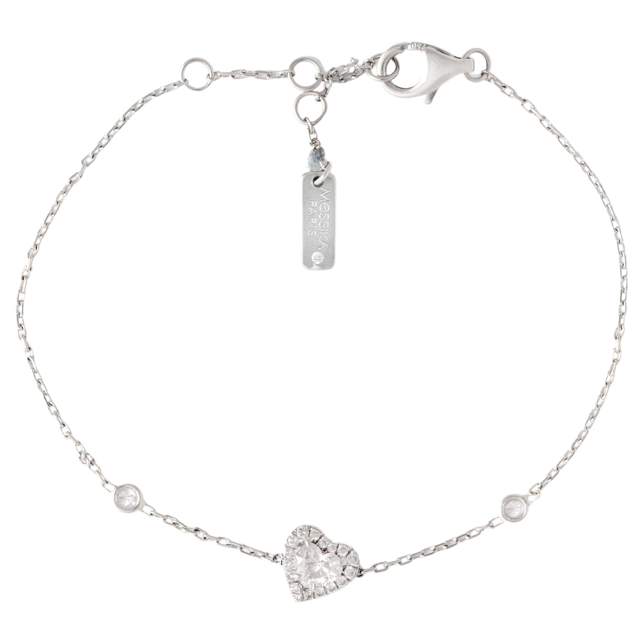 Messika Joy Bracelet en or blanc 18 carats avec cœur en diamants et diamants