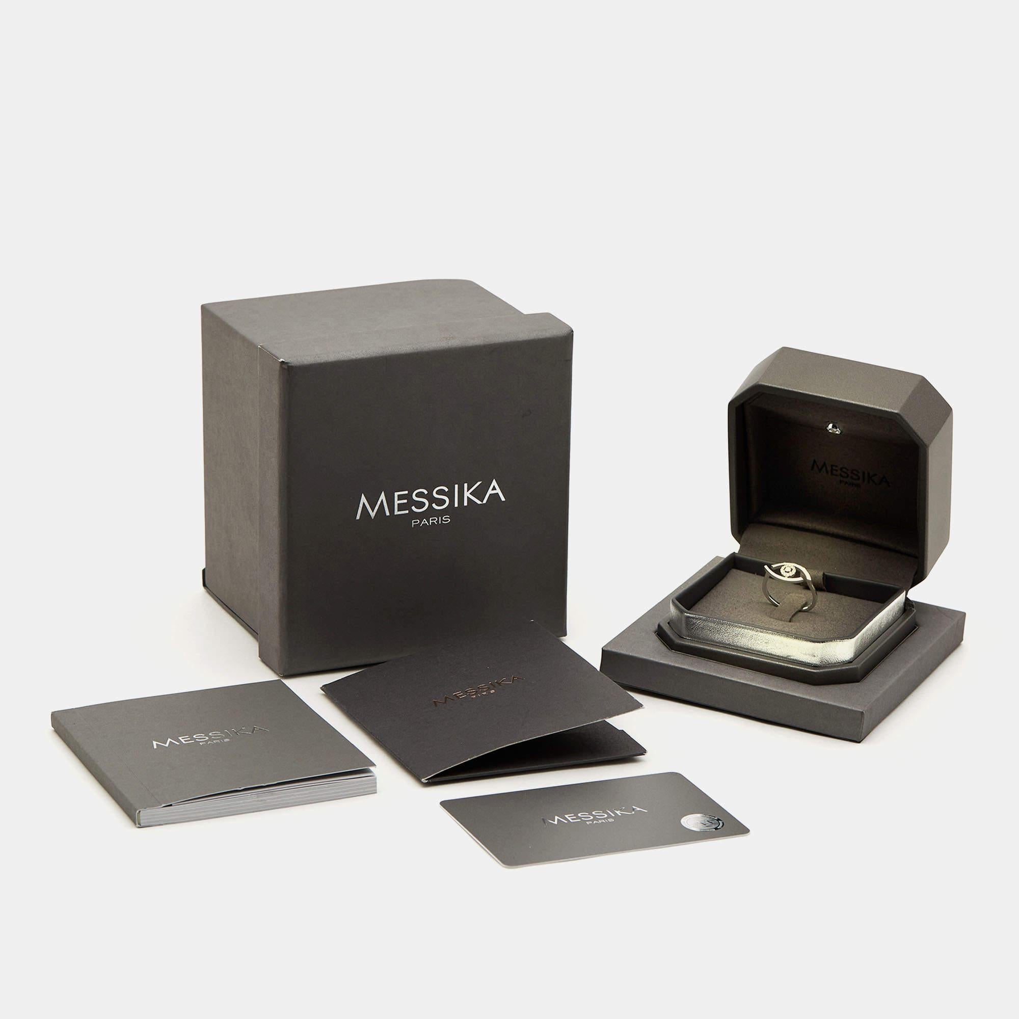 Uncut Messika Lucky Eye Diamond 18k White Gold Ring Size 53