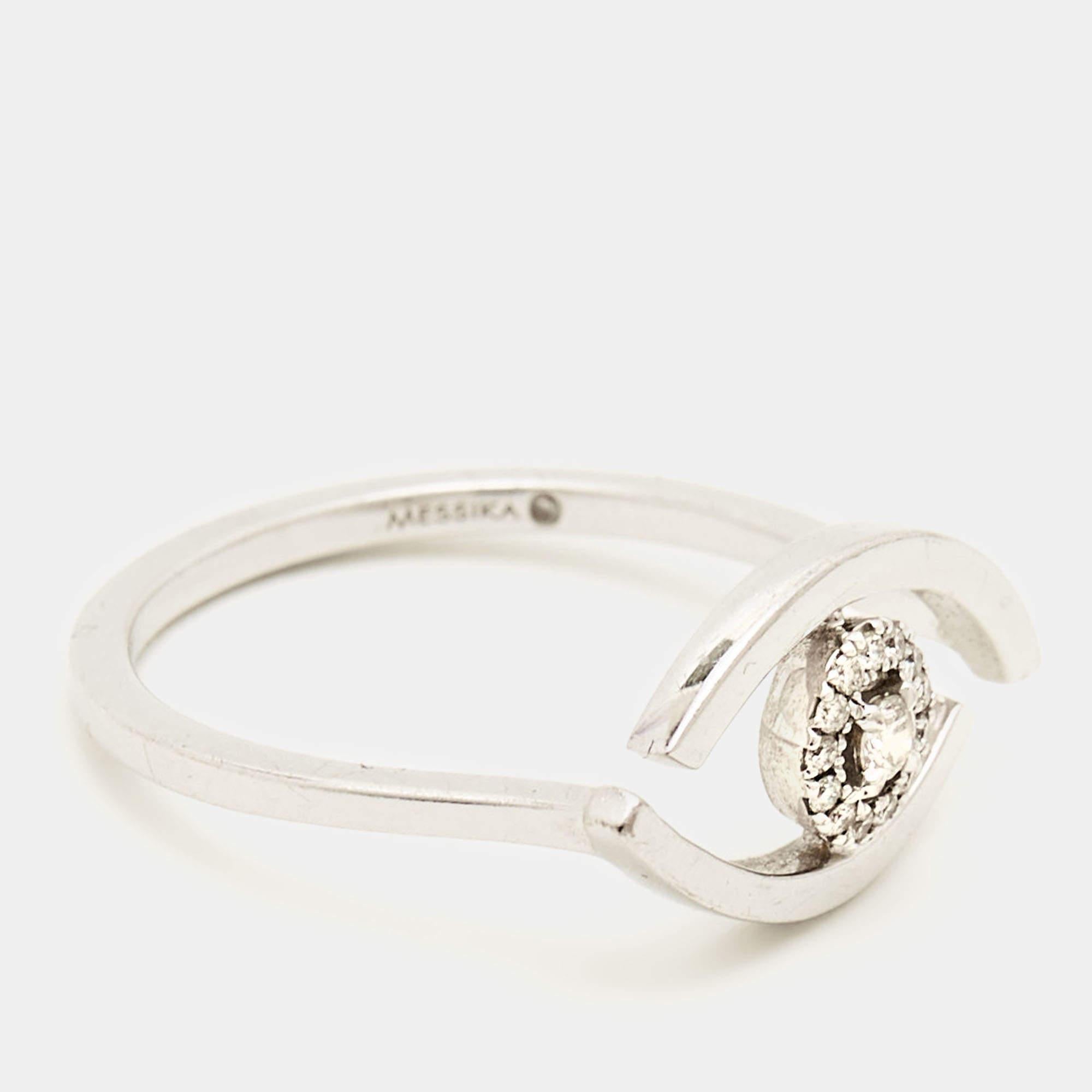 Messika Lucky Eye Diamond 18k White Gold Ring Size 53 In Fair Condition In Dubai, Al Qouz 2