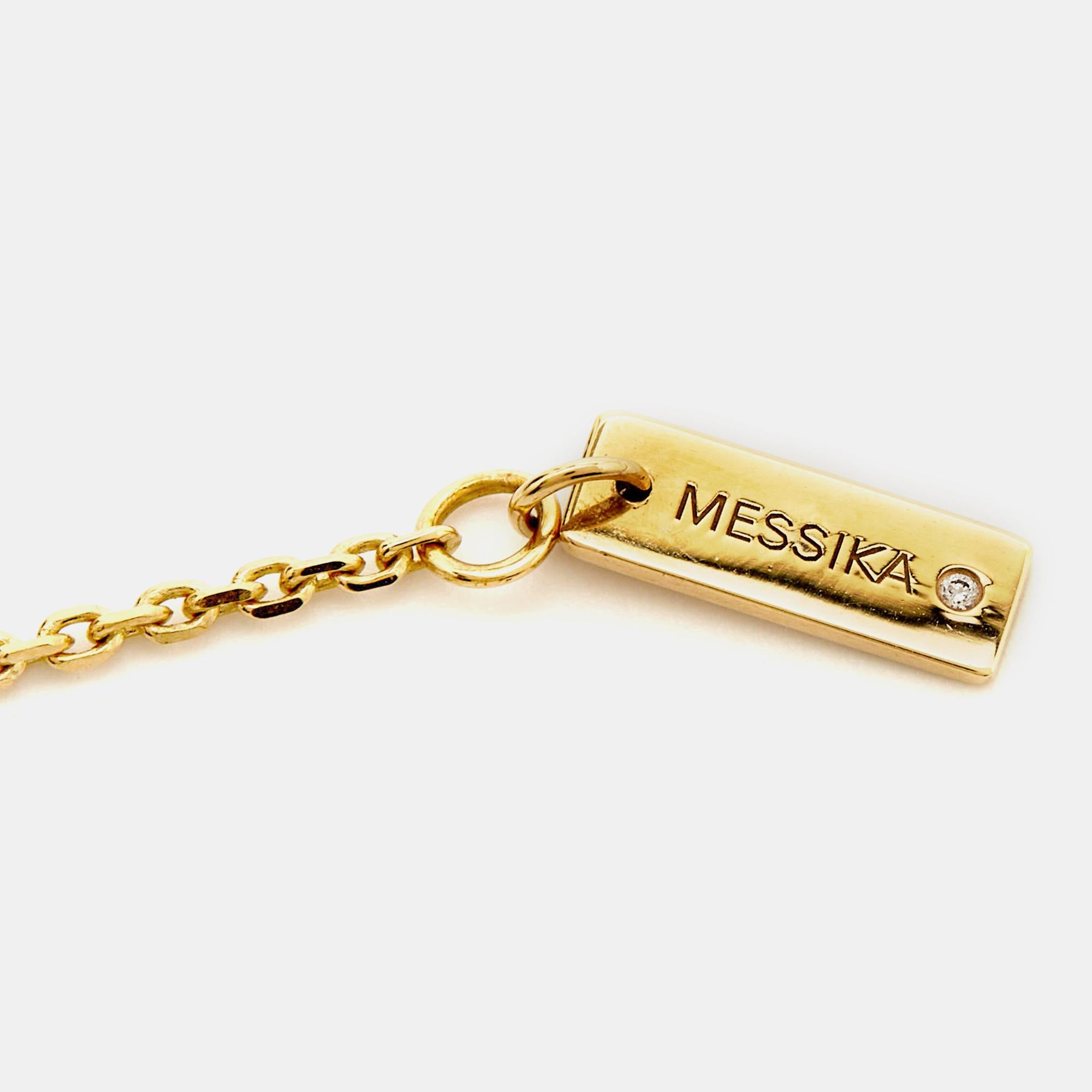 Messika Lucky Eye Malachite Diamond 18K Yellow Gold Necklace 1