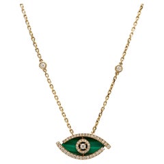 Messika Lucky Eye Malachite Diamond 18K Yellow Gold Necklace