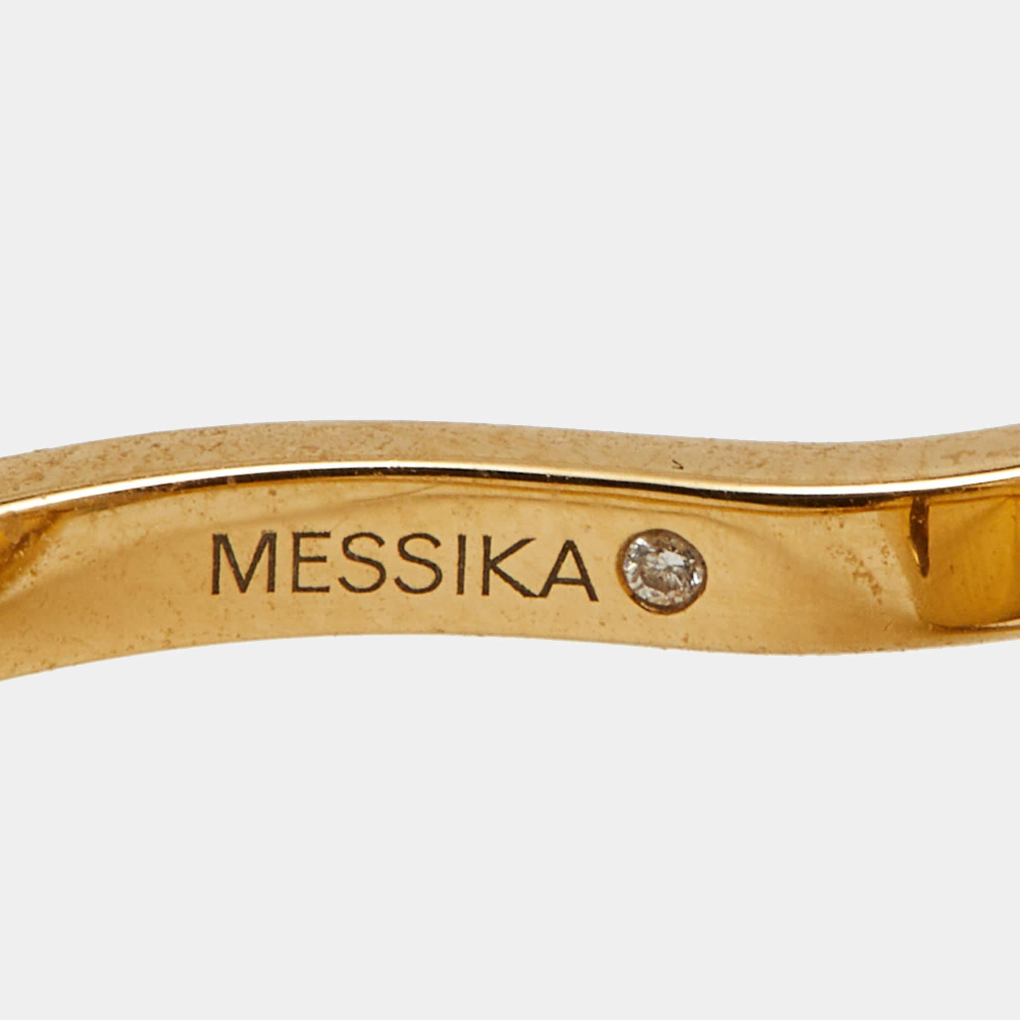 Messika Lucky Move Lapis Lazuli Diamond 18k Yellow Gold SM Ring Size 50 In Good Condition For Sale In Dubai, Al Qouz 2