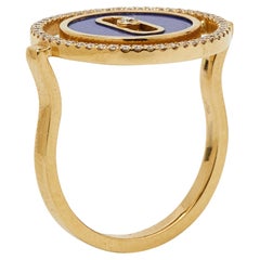 Messika Lucky Move Lapis Lazuli Diamond 18k Yellow Gold SM Ring Size 50