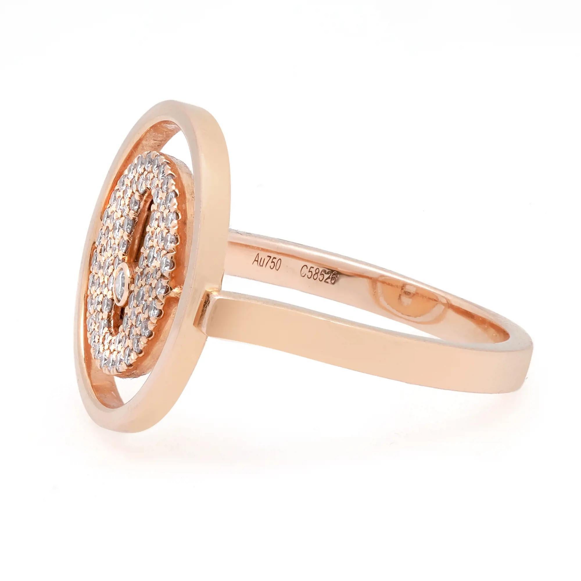 Modern Messika Lucky Move Pm Diamond Ring 18K Rose Gold 0.15Cttw Size 5.5