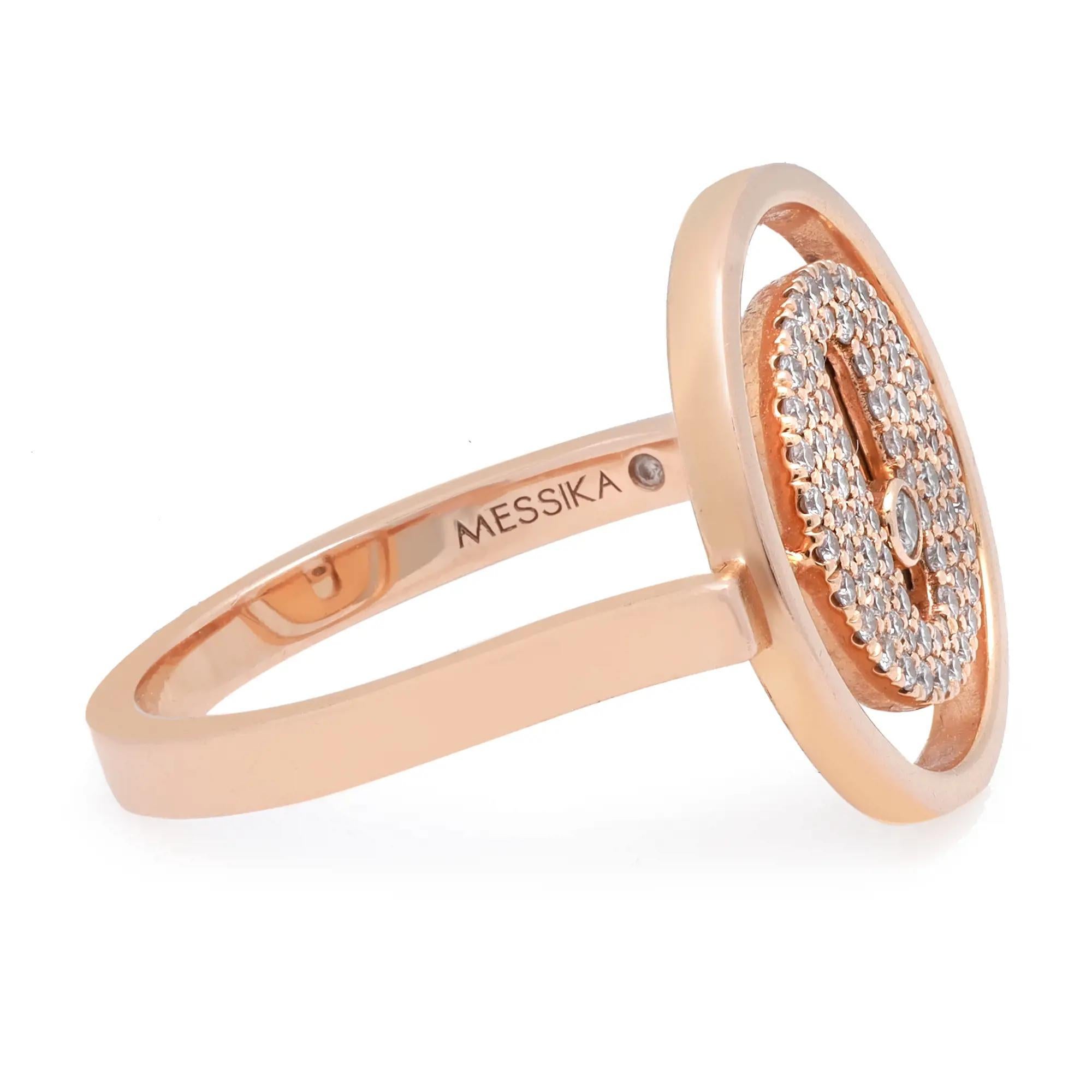 Round Cut Messika Lucky Move Pm Diamond Ring 18K Rose Gold 0.15Cttw Size 5.5
