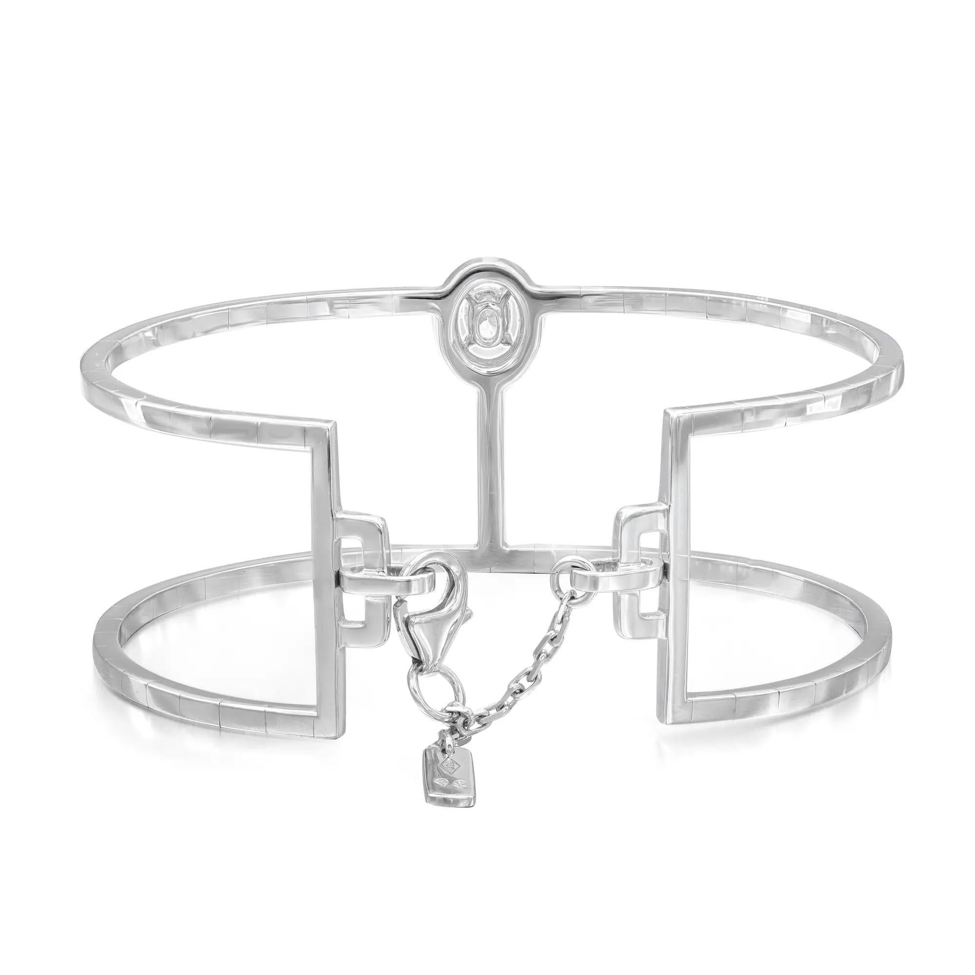 Oval Cut Messika Manch Glam'Azone Diamond 2 Row Bracelet 18K White Gold 0.36Cttw SZ Small For Sale