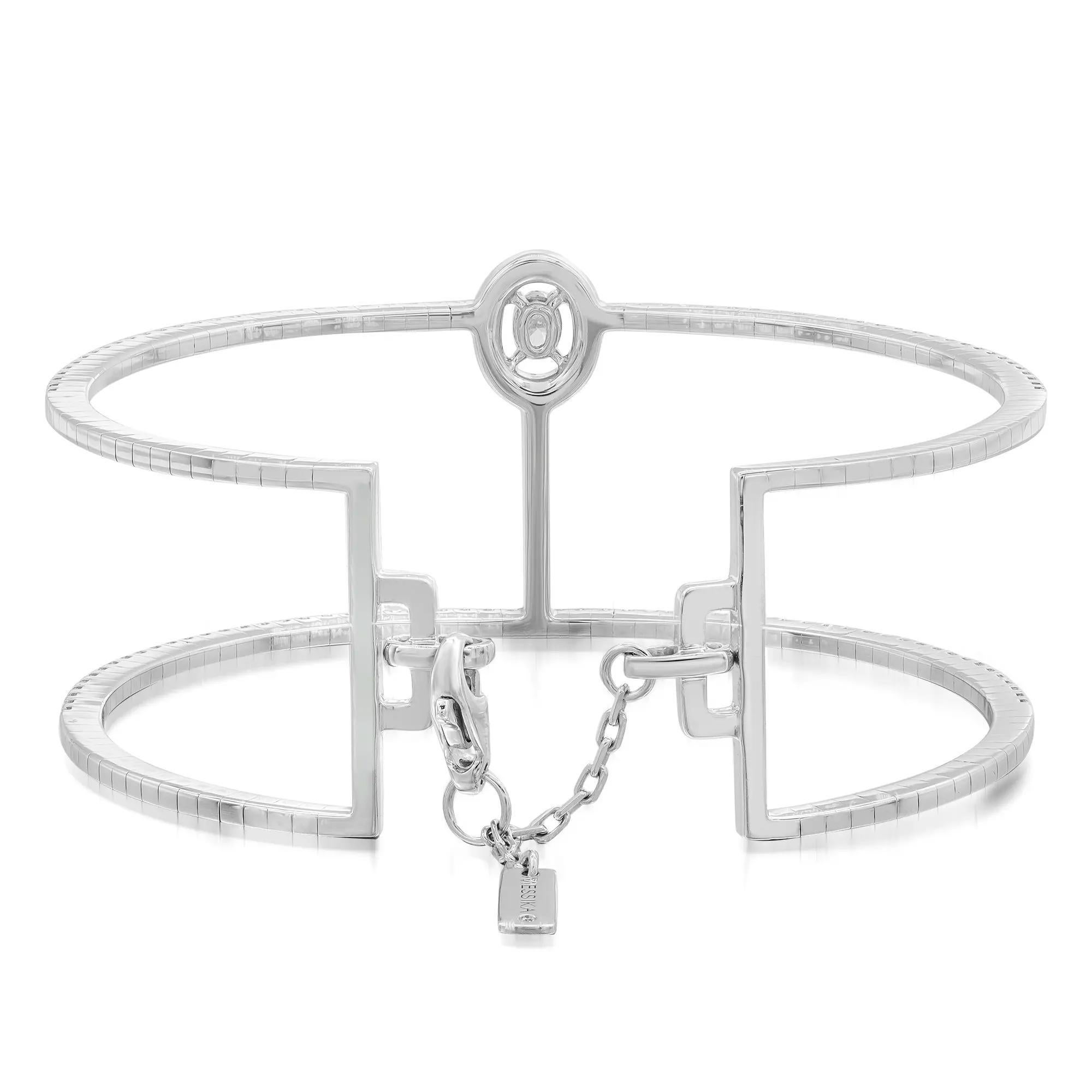 Modern Messika Manch Glam'Azone Diamond 2 Row Bracelet 18K White Gold 1.53Cttw SZ Small For Sale