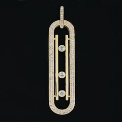 Messika Move 10th Anniversary 18k Gold 1.10tw Pave Diamonds Large Charm Pendant