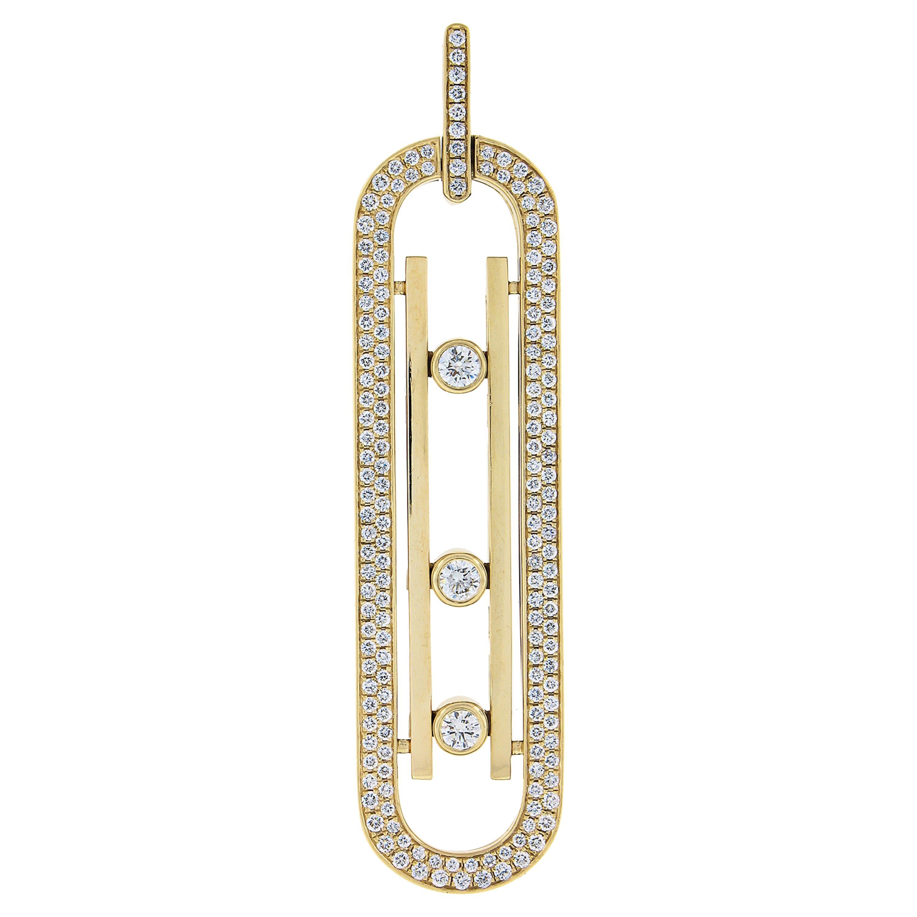 Messika Move 10th Anniversary 18k Gold 1.10tw Pave Diamonds Large Charm Pendant For Sale