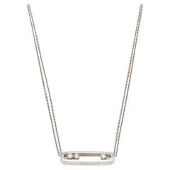 Messika Move Diamond 18k White Gold Double Chain Necklace