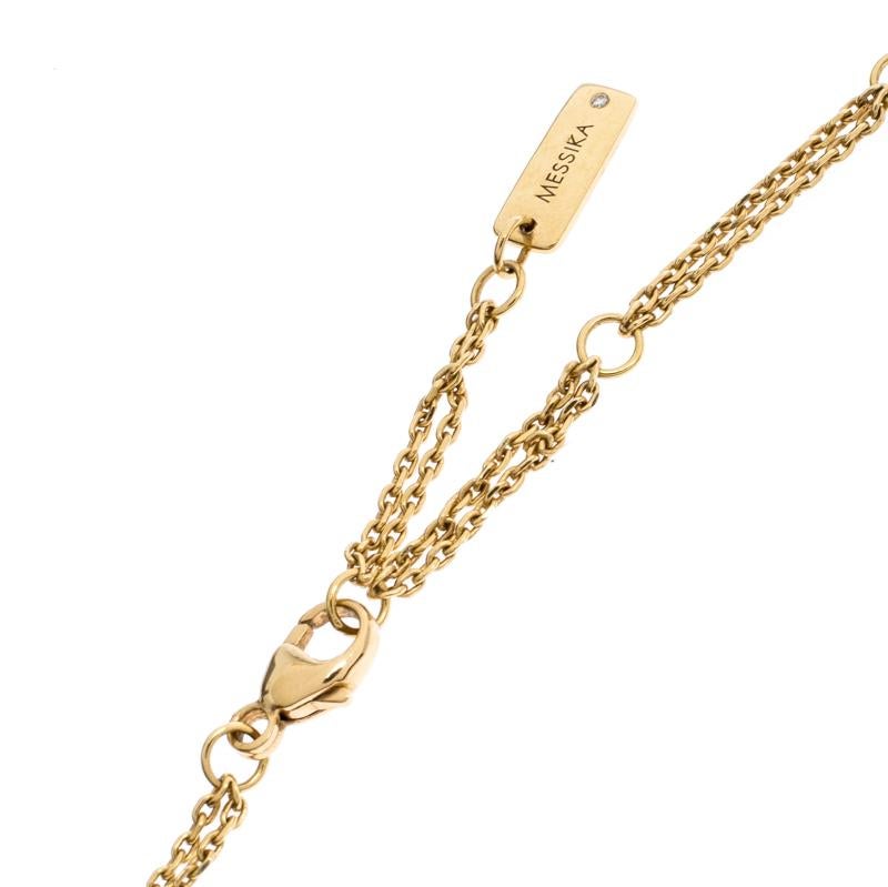 Messika Move Diamond 18K Yellow Gold Double Chain Necklace In Good Condition In Dubai, Al Qouz 2