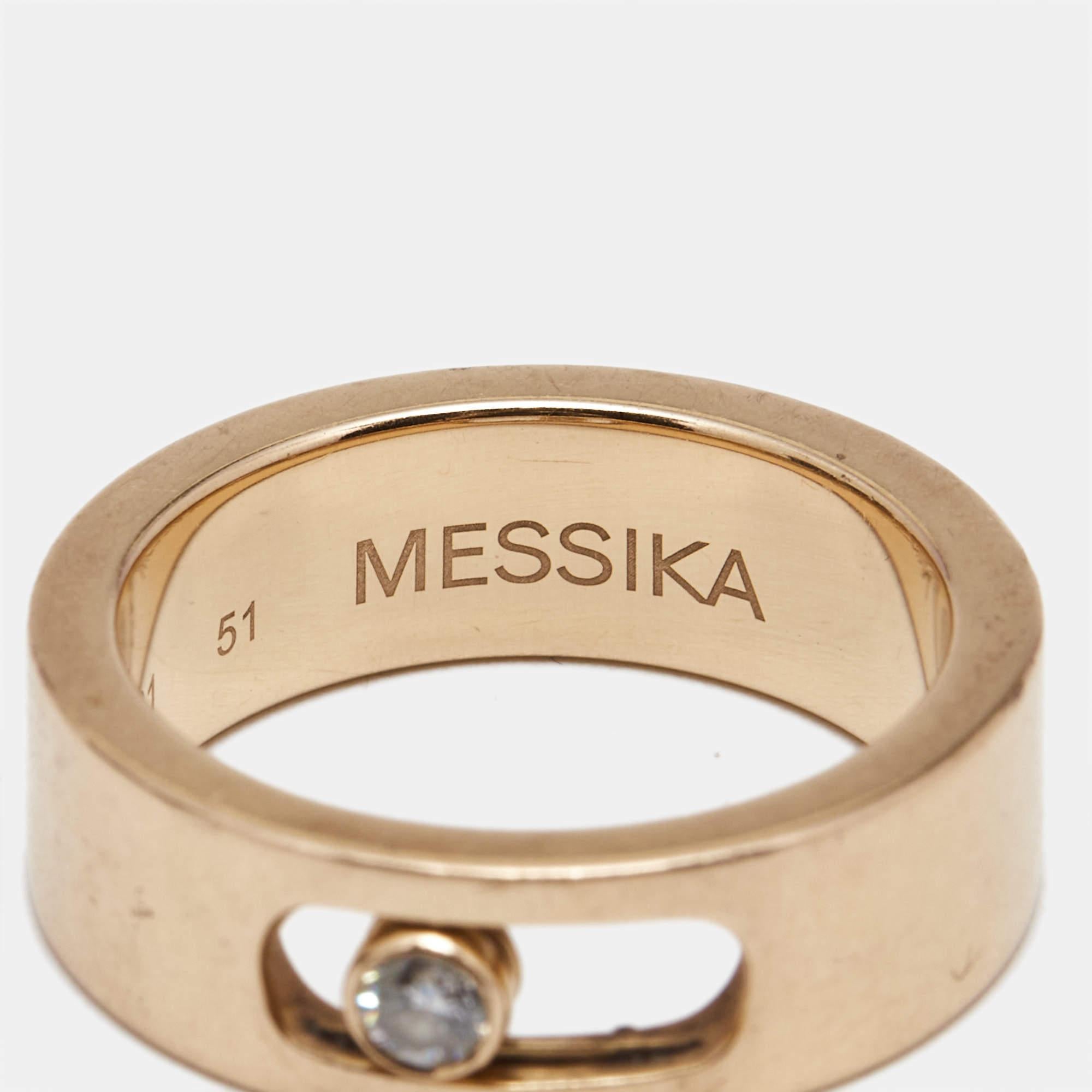 Messika Move Joaillerie Diamond 18k Rose Gold Wedding Ring Size 51 In Fair Condition In Dubai, Al Qouz 2