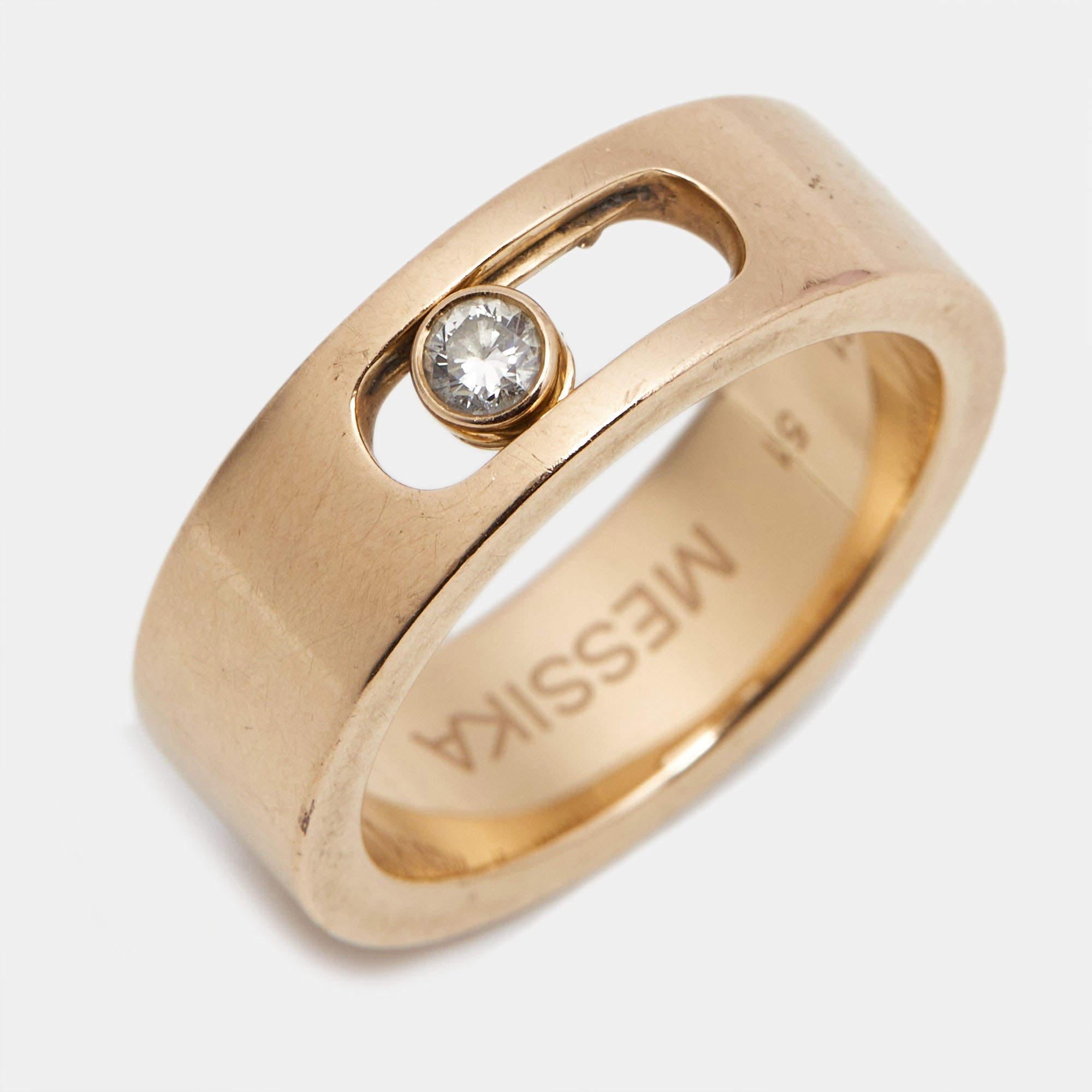 Messika Move Joaillerie Diamond 18k Rose Gold Wedding Ring Size 51 4