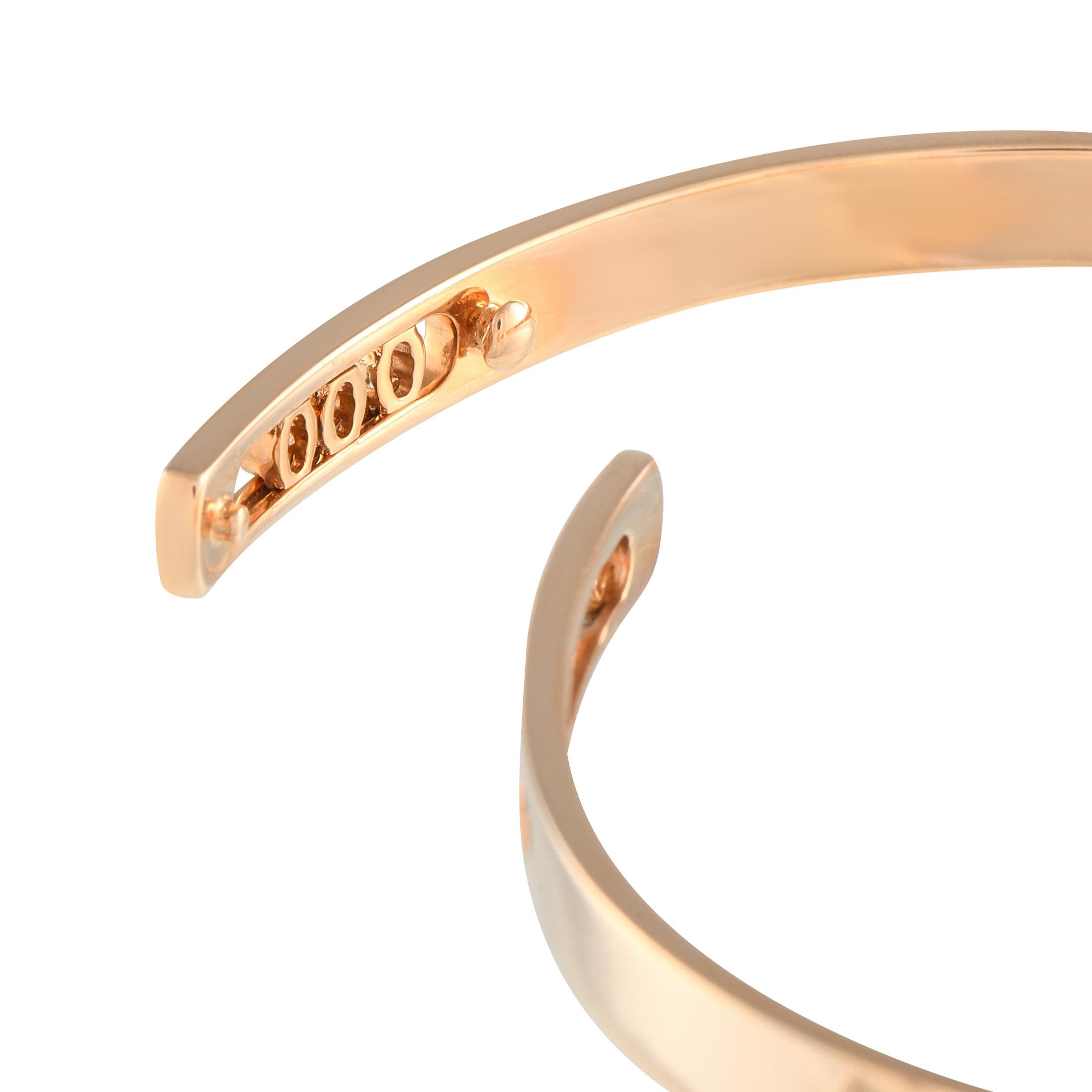 Round Cut Messika Move Noa 18K Rose Gold 0.11 ct Diamond Bangle Bracelet