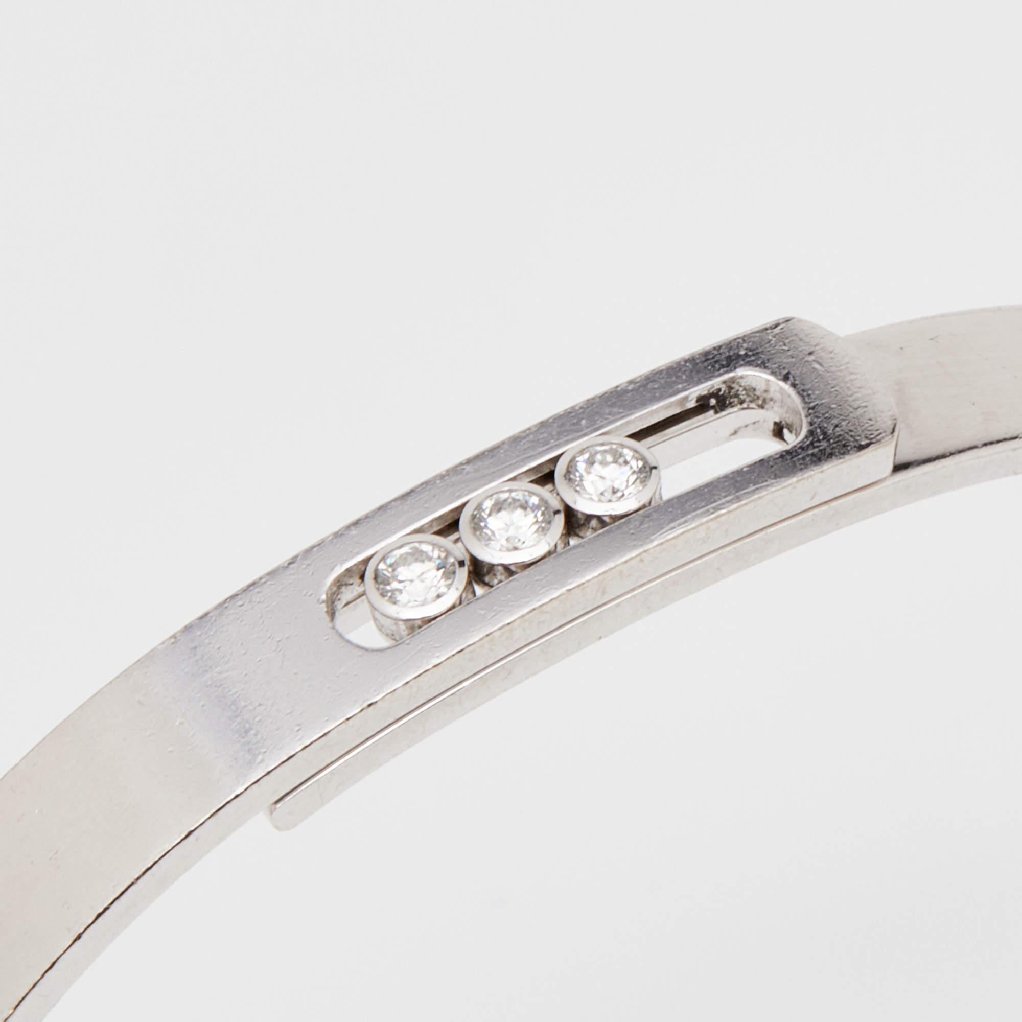 Messika Move Noa Diamonds 18k White Gold Bangle Bracelet In Fair Condition In Dubai, Al Qouz 2