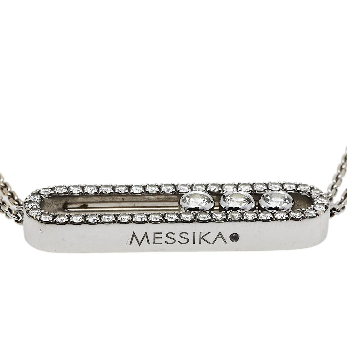 Women's Messika Move Pave Diamond 18K White Gold Double Chain Necklace