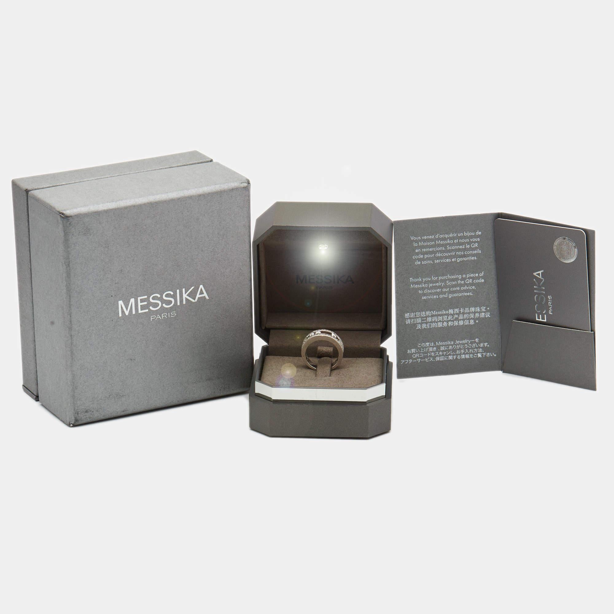 Uncut Messika Move Paved Diamonds 18k White Gold Ring Size 52