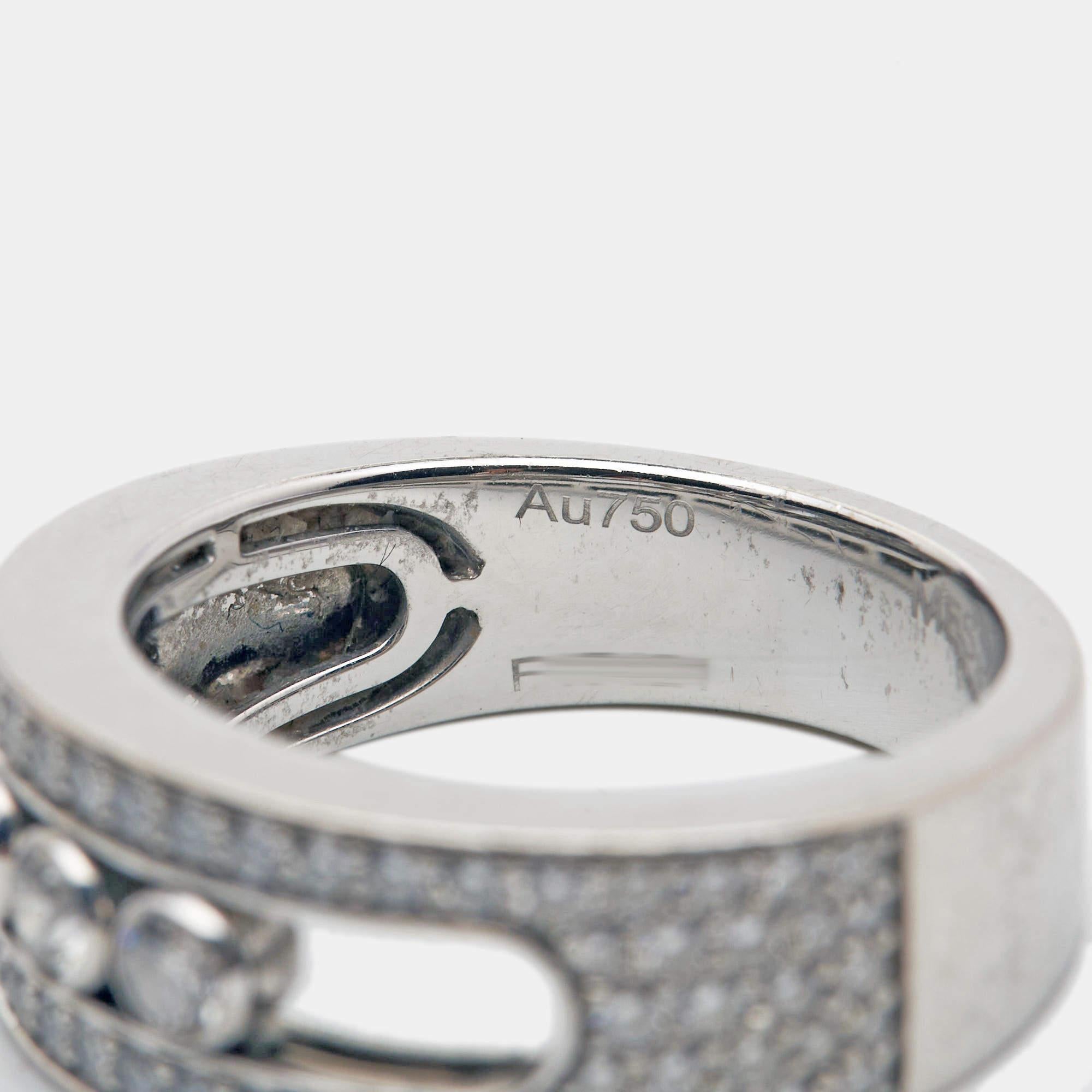 Messika Move Paved Diamonds 18k White Gold Ring Size 52 In Fair Condition In Dubai, Al Qouz 2