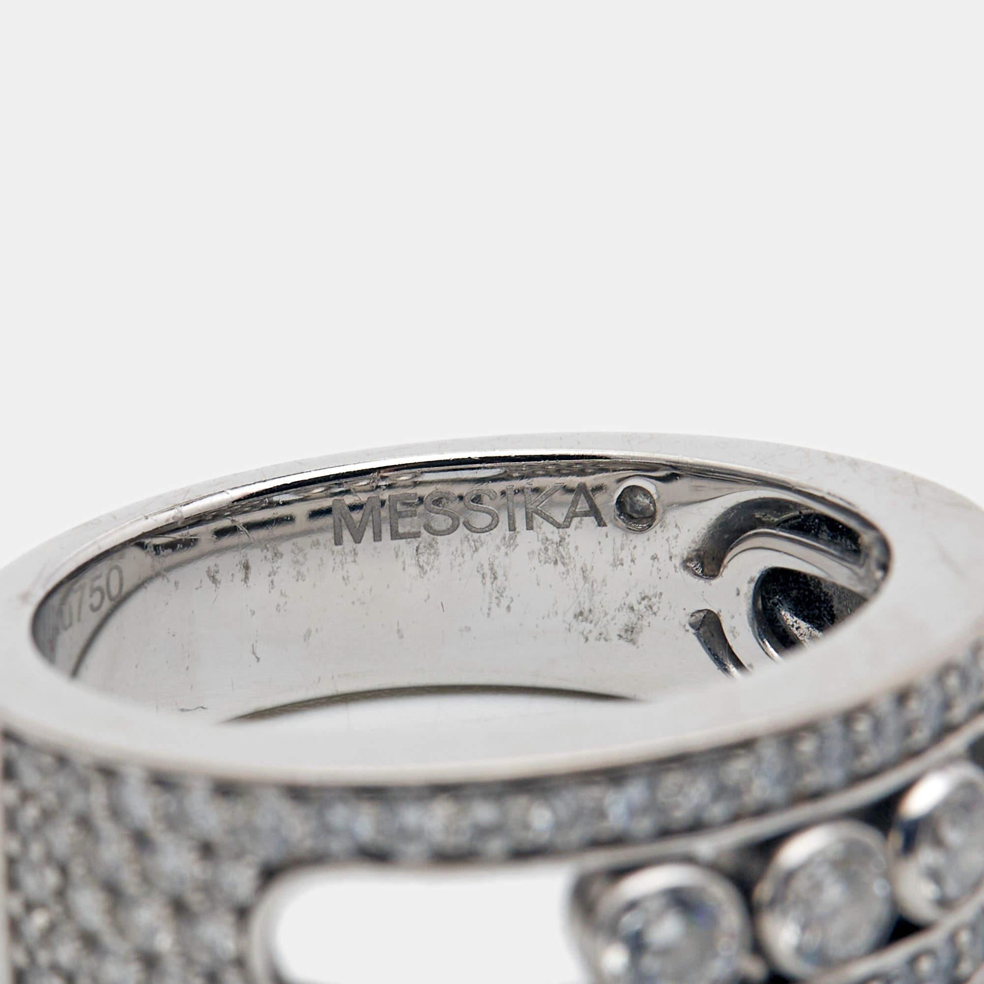 Women's Messika Move Paved Diamonds 18k White Gold Ring Size 52