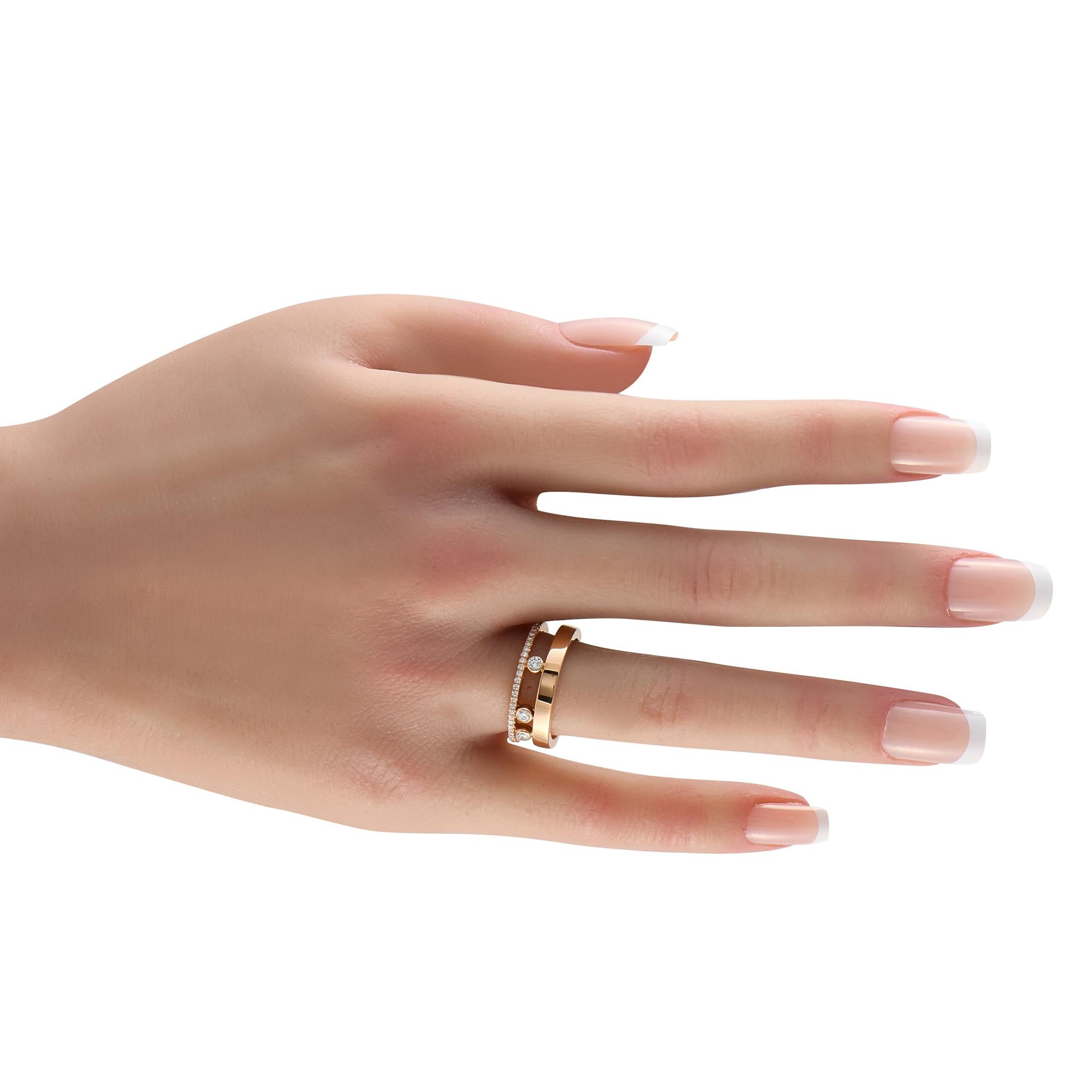 Round Cut Messika Move Romaine 18K Rose Gold 0.30ct Diamond Ring