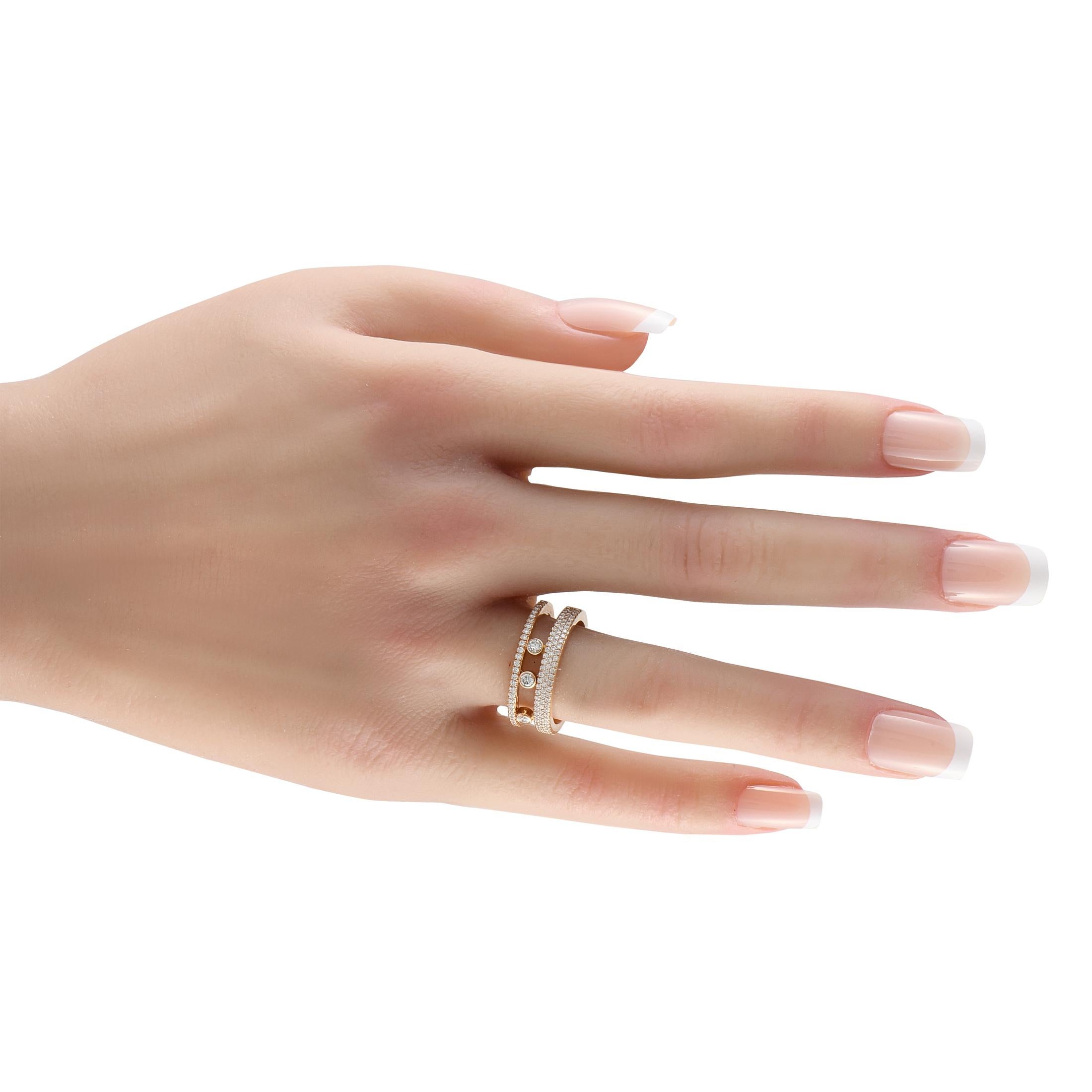 Round Cut Messika Move Romaine 18K Rose Gold 0.65ct Diamond Ring