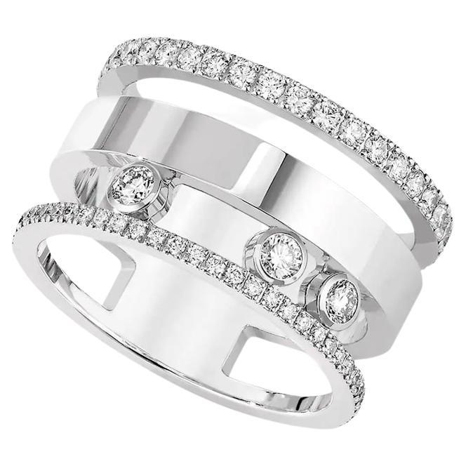 Messika Move Romane 18 k White Gold Diamond Ring For Sale