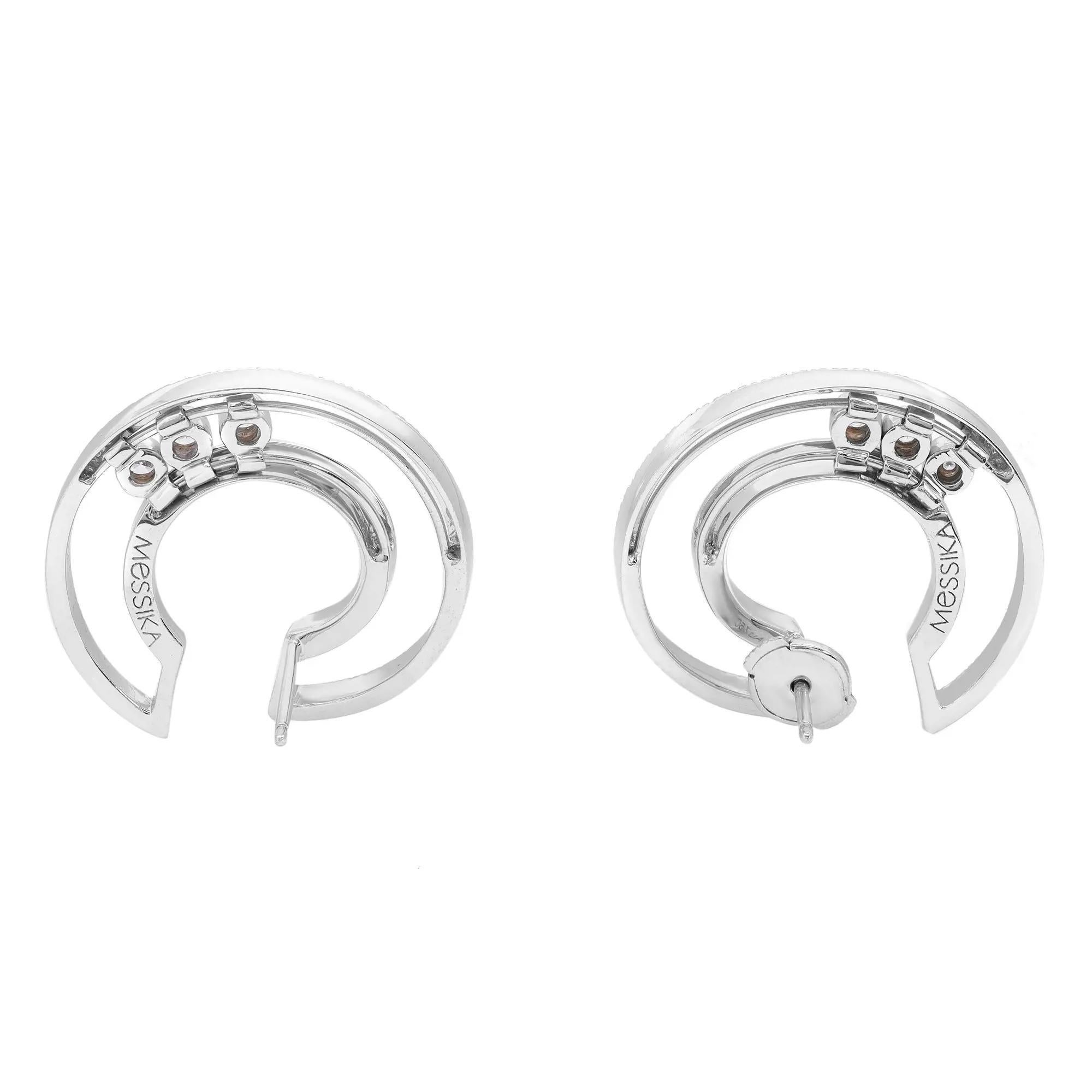 Moderno Messika Move Romane Orecchini a cerchio con diamanti in oro bianco 18 carati 0.80Cttw in vendita