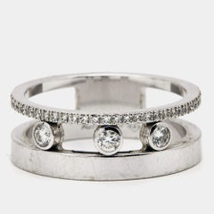 Messika Move Romane Diamonds 18k White Gold Ring Size 53
