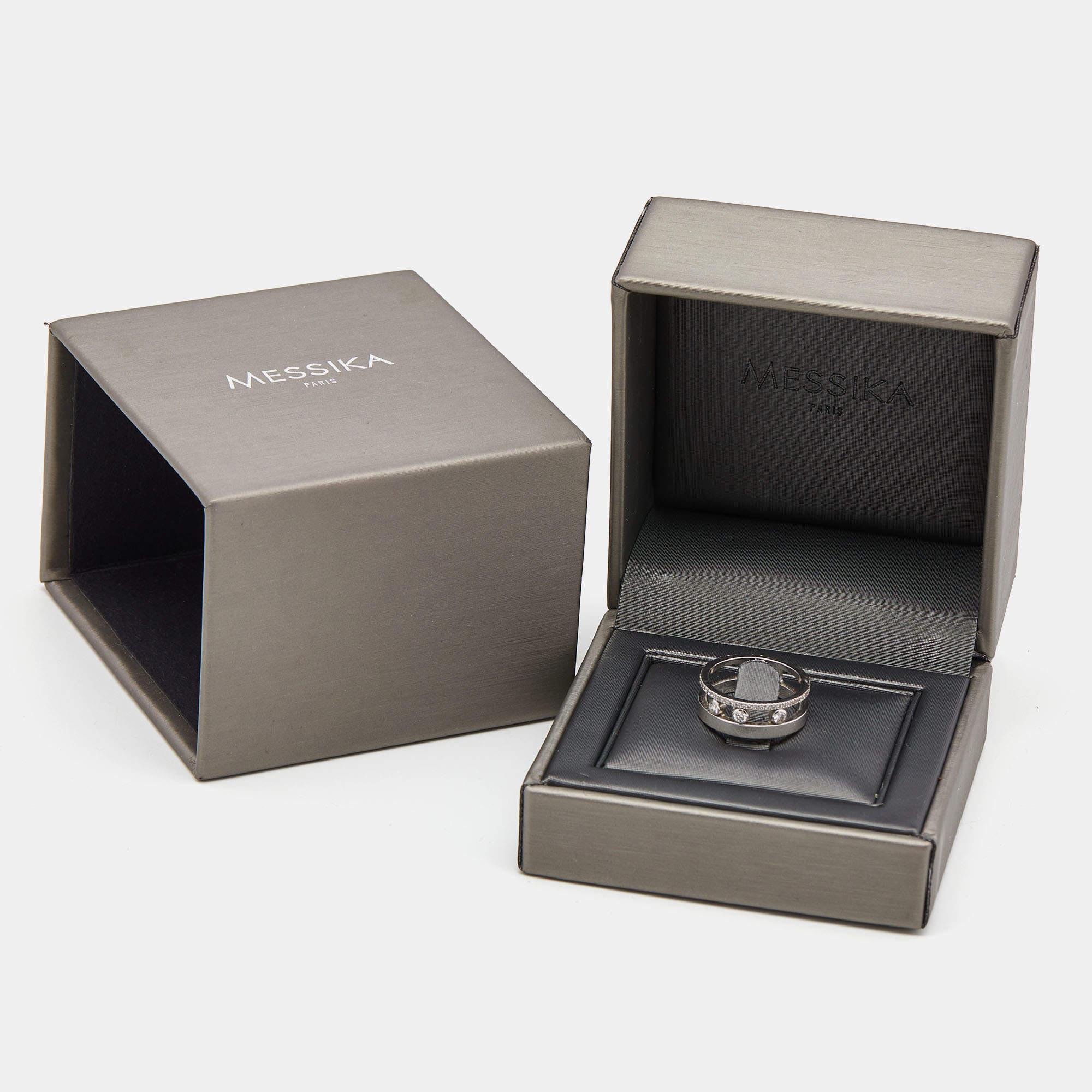 Messika Move Romane Diamonds 18k White Gold Ring Size 53 In Fair Condition In Dubai, Al Qouz 2