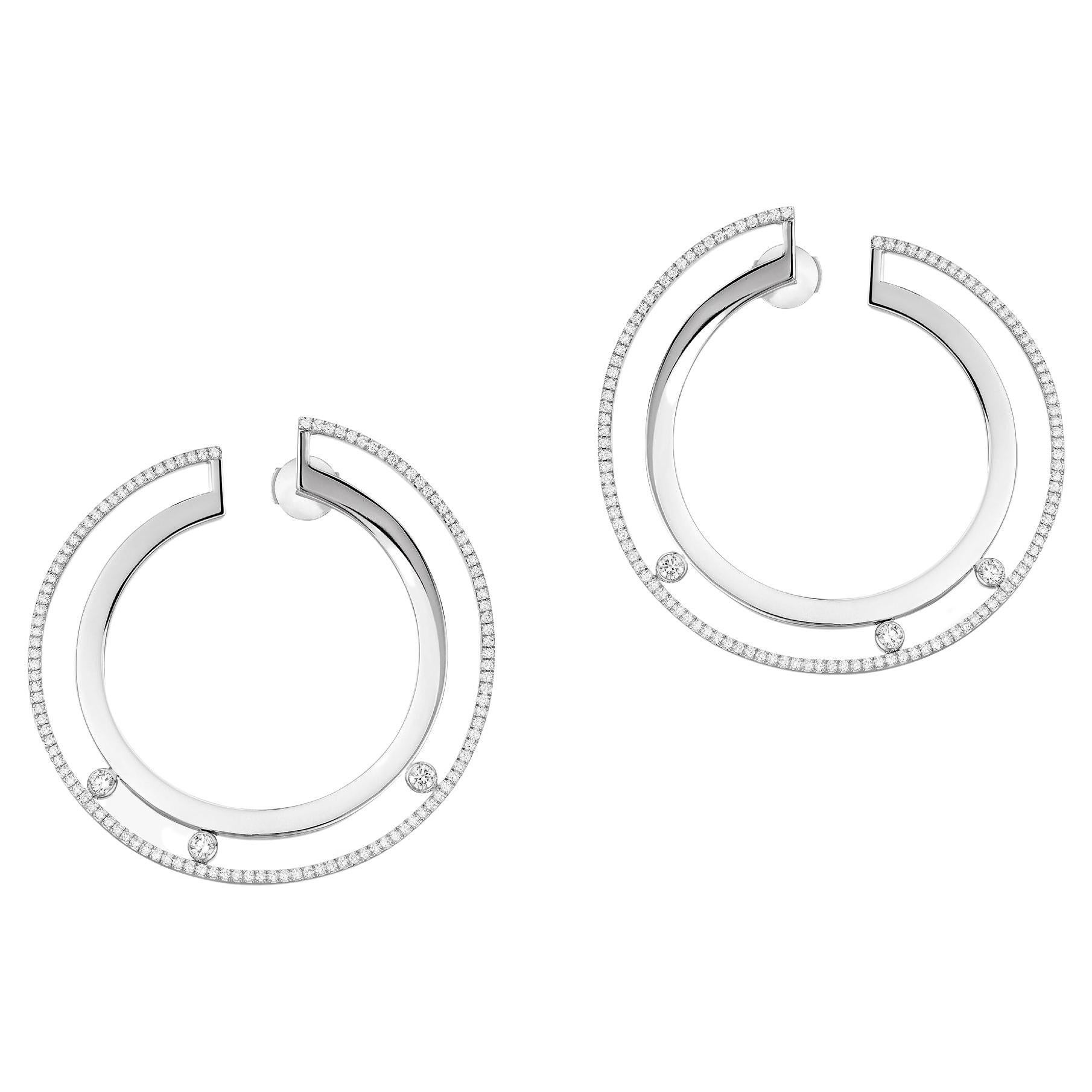 Messika Move Romane White Gold Diamond Large Hoop Earring For Sale