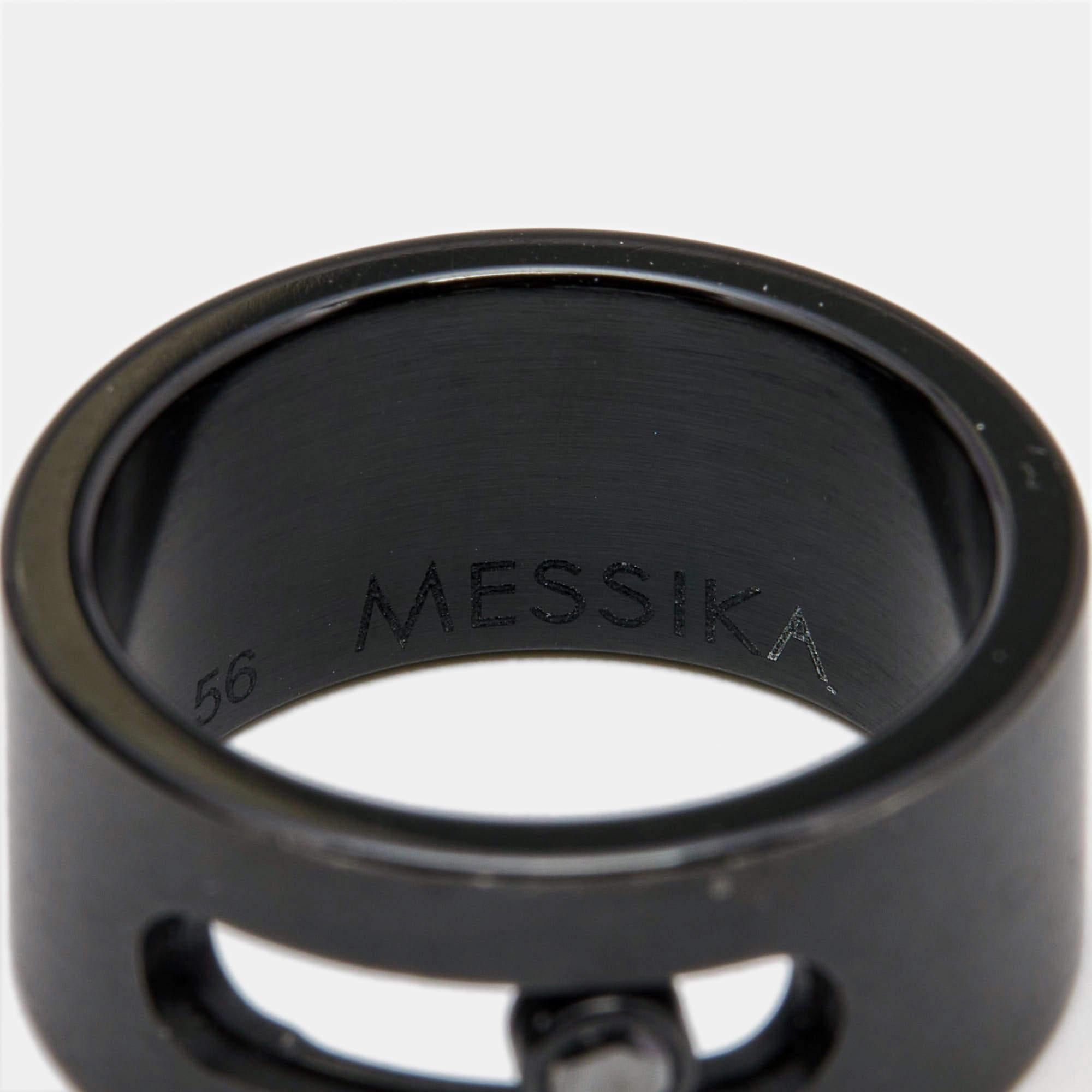 Messika Move Titanium Black Diamond Band Ring Size 56 1