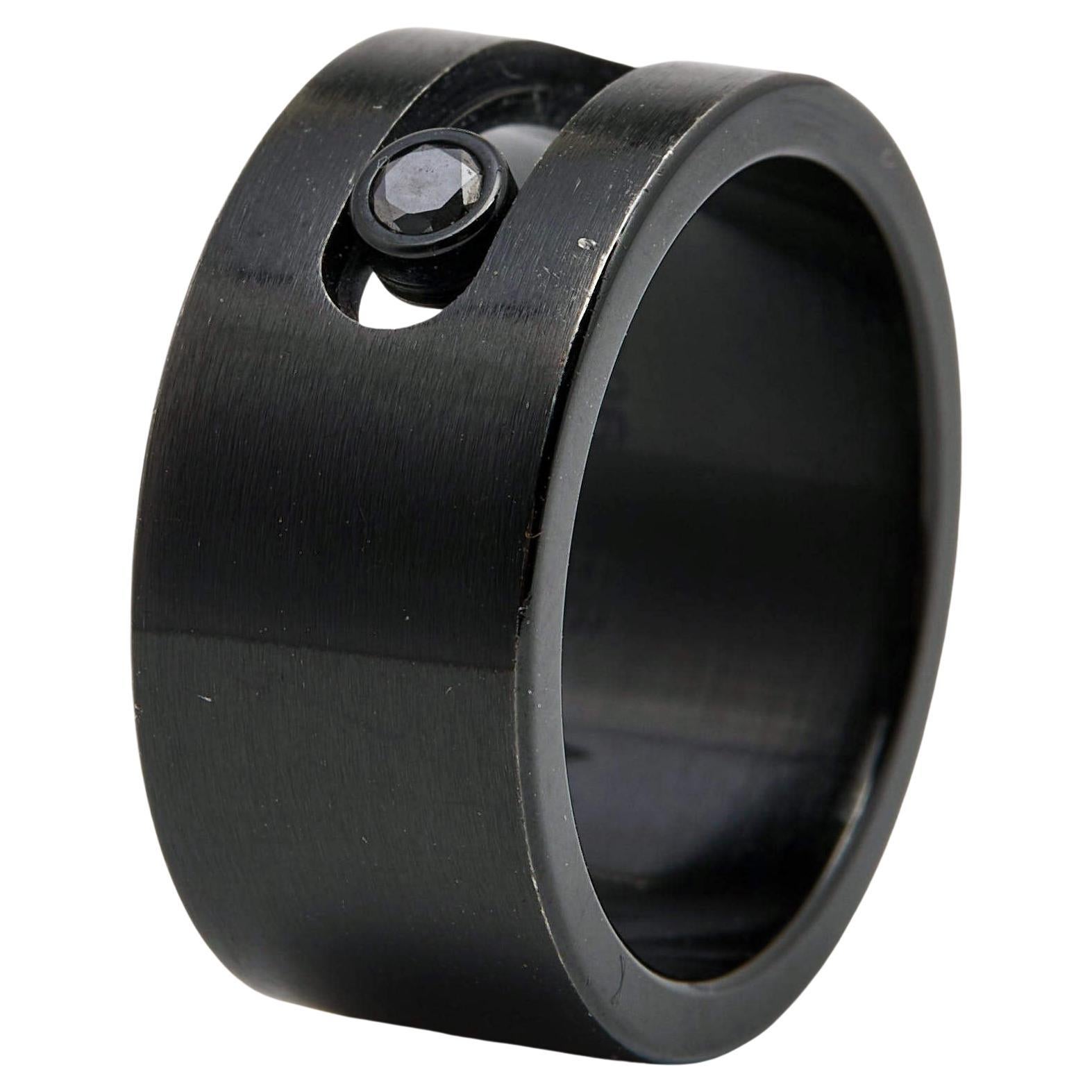 Messika Move Titanium Black Diamond Band Ring Size 56