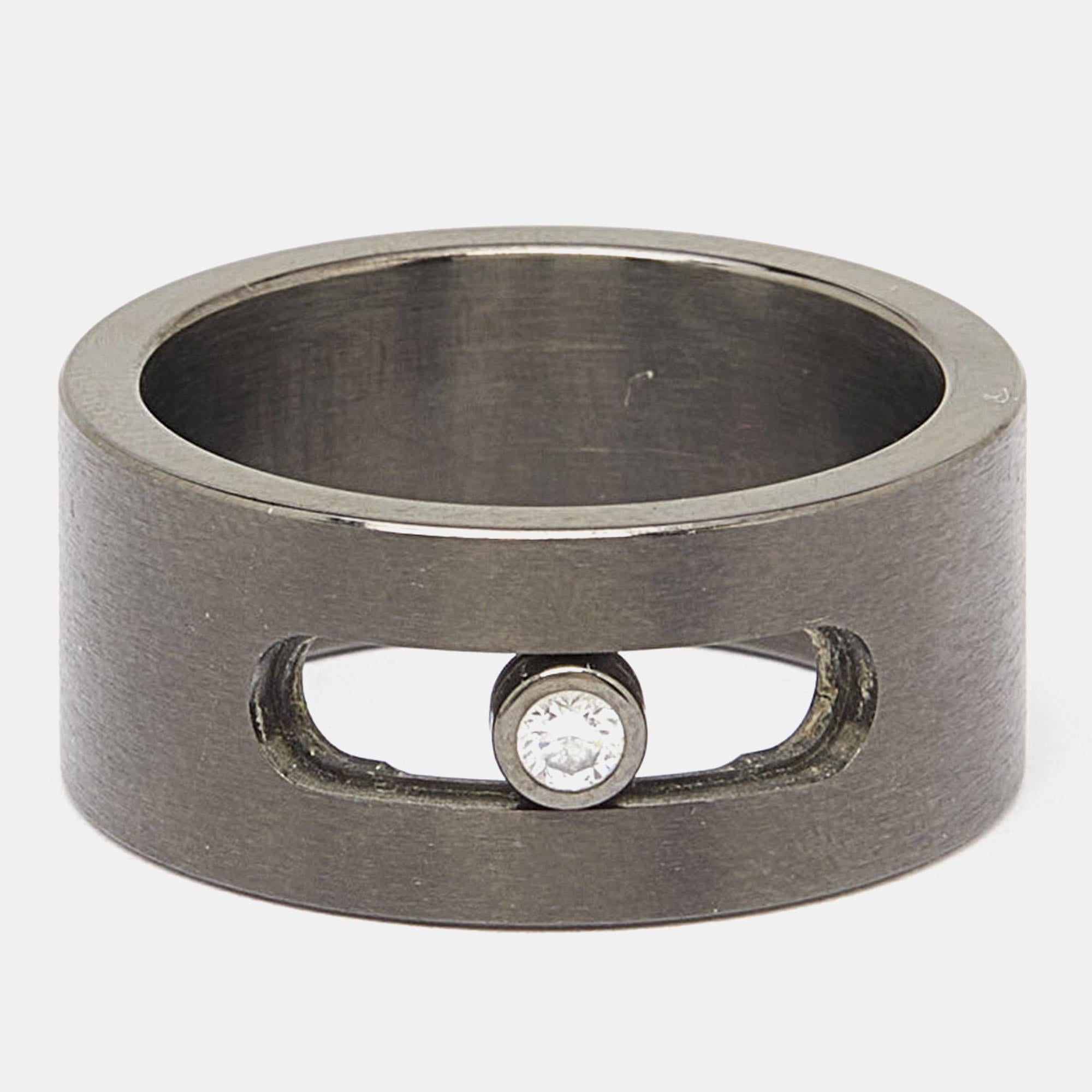Uncut Messika Move Titanium Diamond Ring Size 58 For Sale