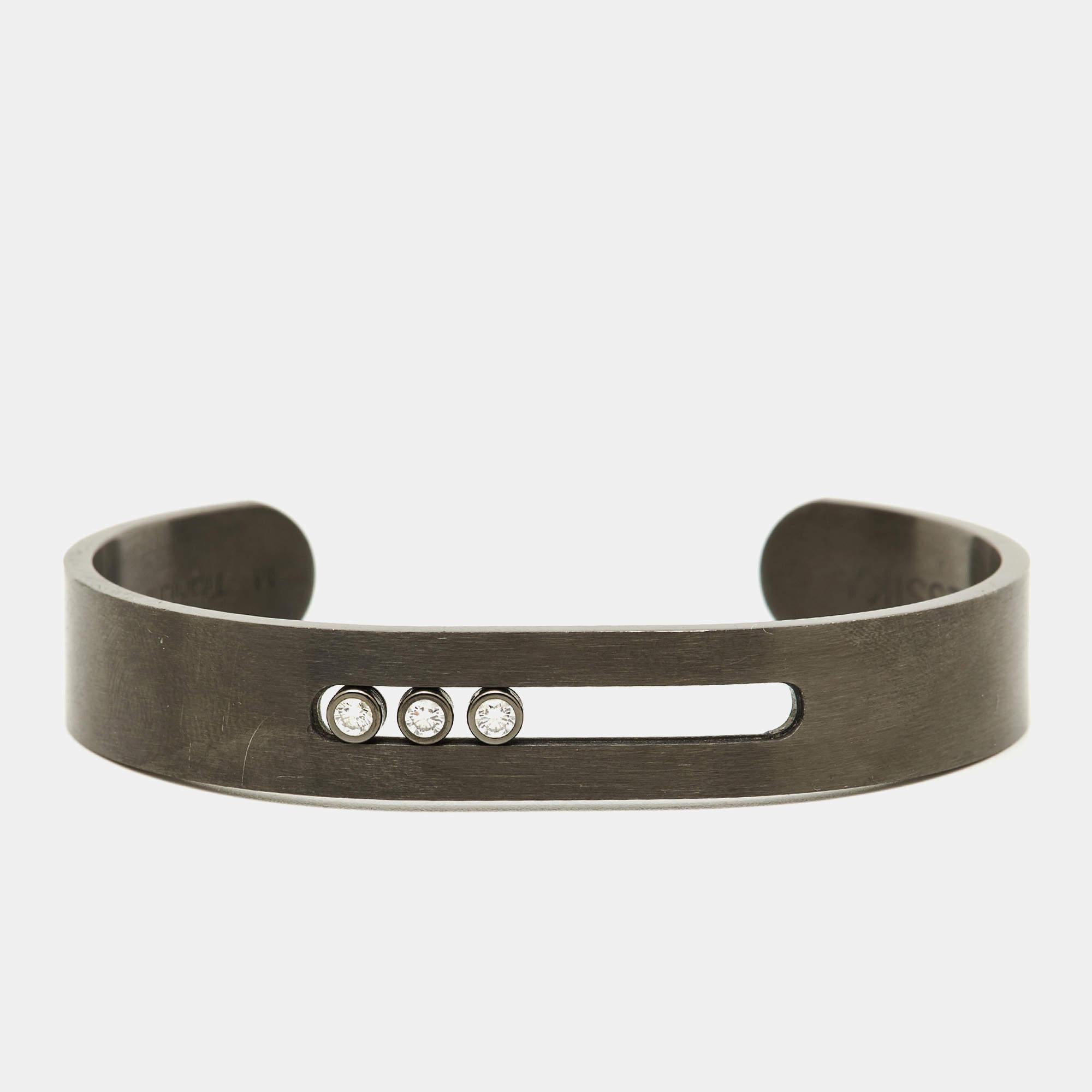  Messika Move Bracelet manchette ouverte en titane, graphite et diamants M Pour femmes 