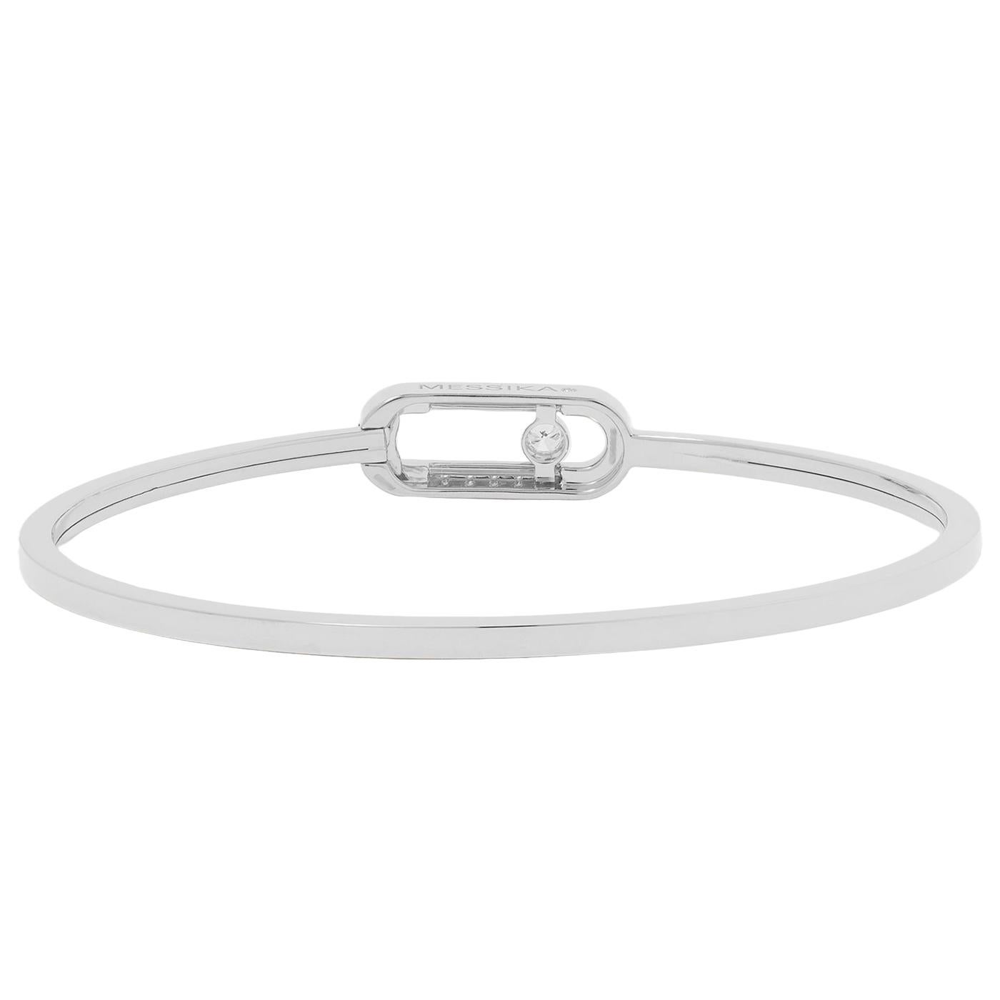 Messika Move Uno 0.34ct 18 Karat Oro Blanco Pave Diamond Bangle Signature Design Modernista en venta