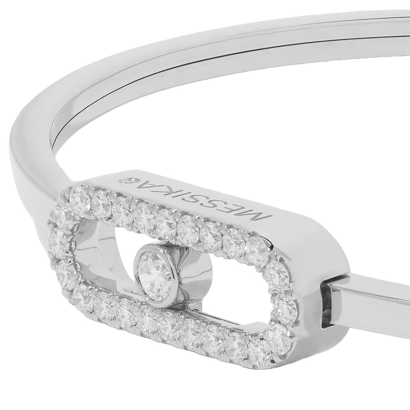 Messika Move Uno 0.34ct 18 Karat Oro Blanco Pave Diamond Bangle Signature Design Corte redondo en venta