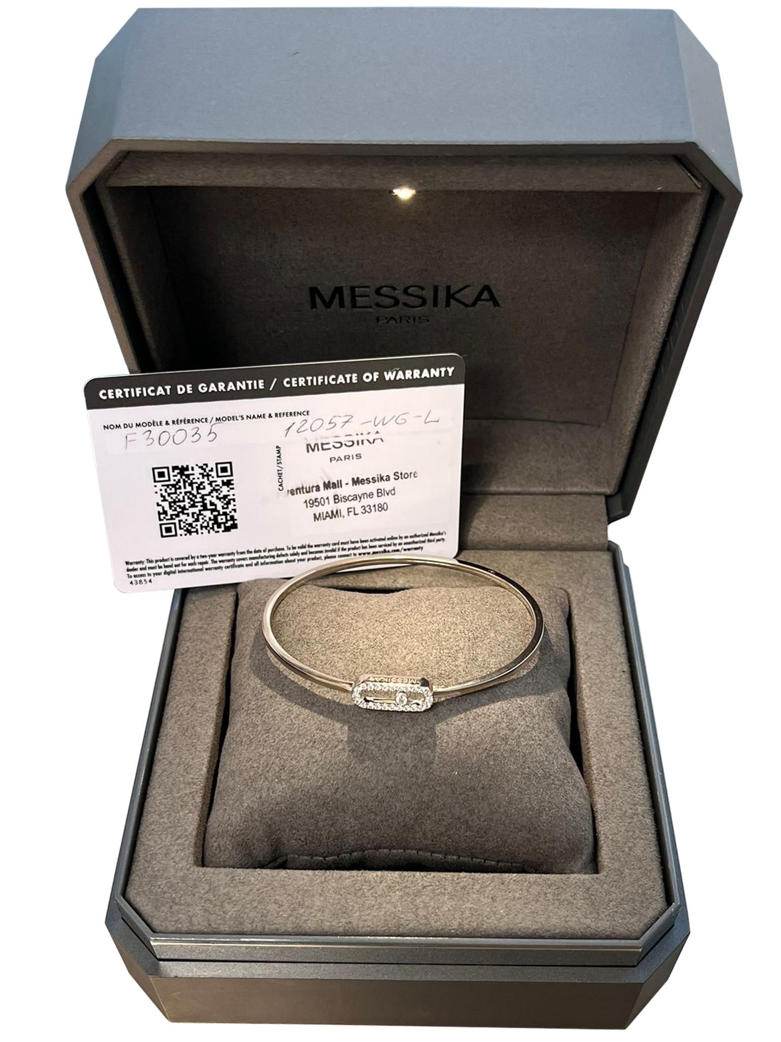 Messika Move Uno 0.34ct 18 Karat Oro Blanco Pave Diamond Bangle Signature Design en Excelente estado para la venta en Aventura, FL