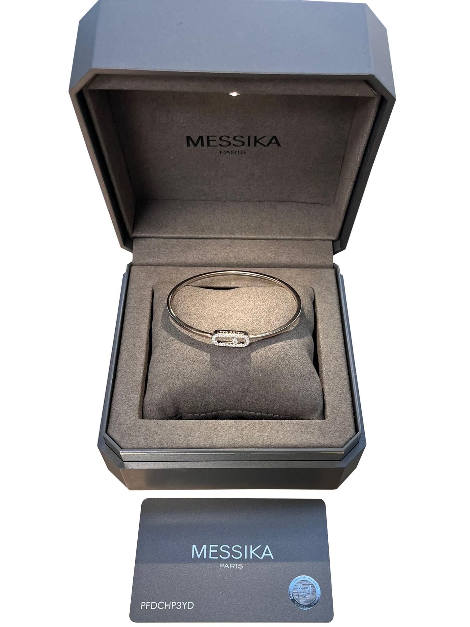 De las mujeres Messika Move Uno 0.34ct 18 Karat Oro Blanco Pave Diamond Bangle Signature Design en venta