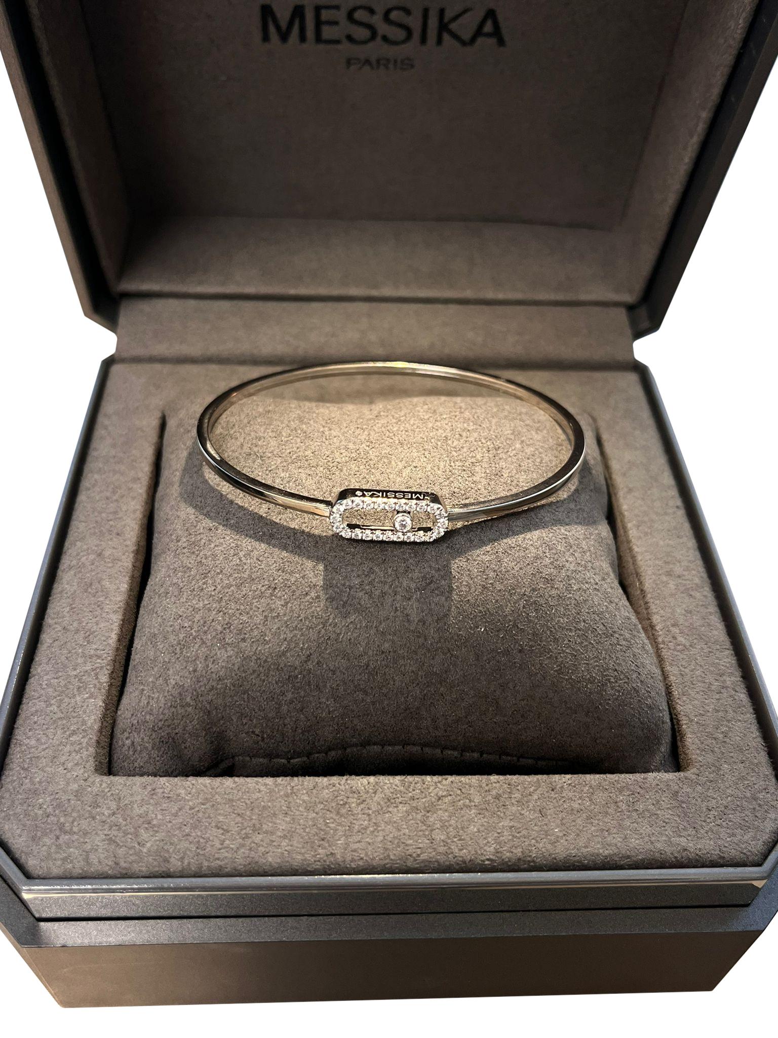 Messika Move Uno 0.34ct 18 Karat Oro Blanco Pave Diamond Bangle Signature Design en venta 2