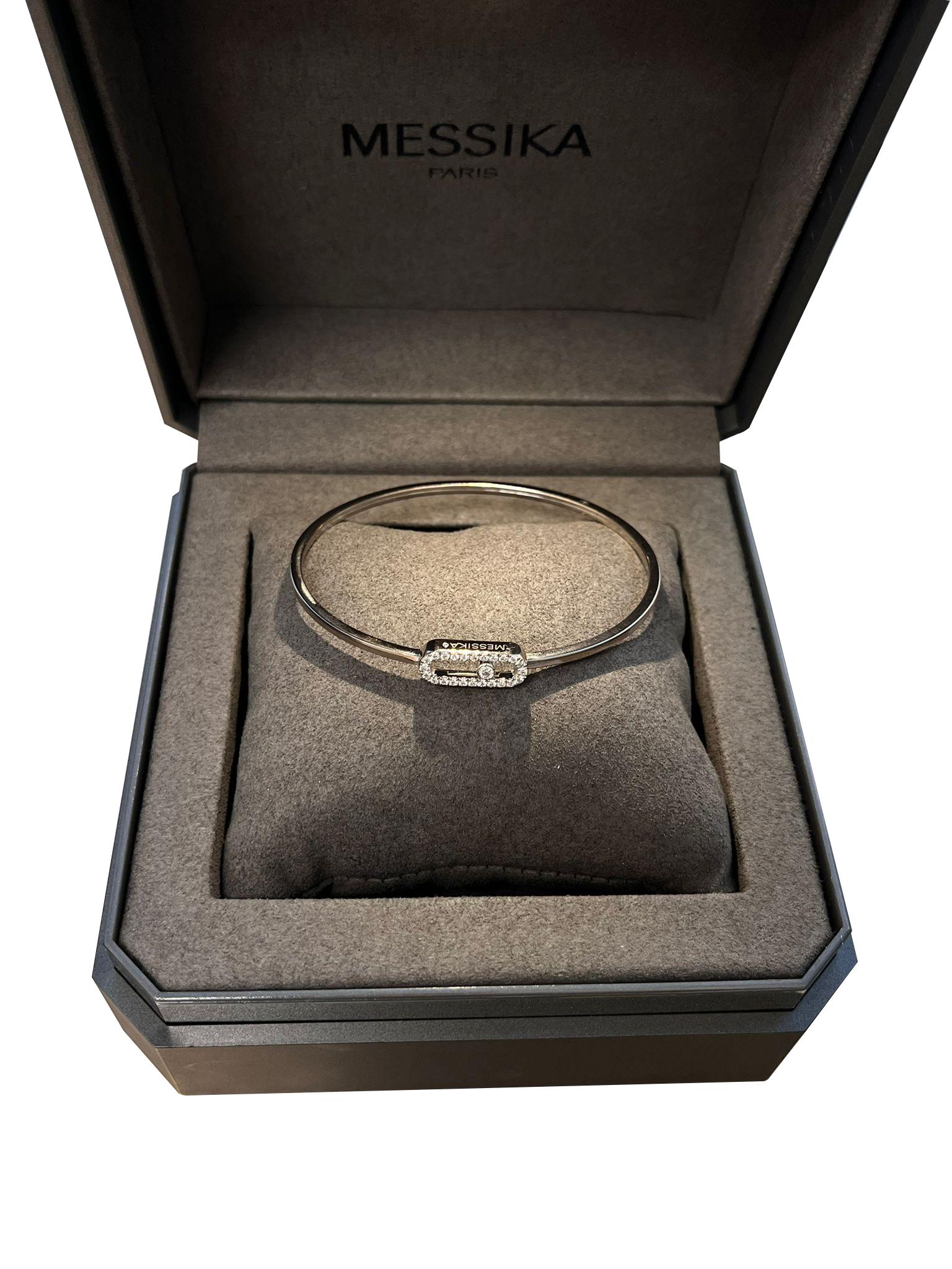 Messika Move Uno 0.34ct 18 Karat Oro Blanco Pave Diamond Bangle Signature Design en venta 3