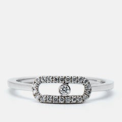 Messika Move Uno Diamonds 18k White Gold Ring Size 48