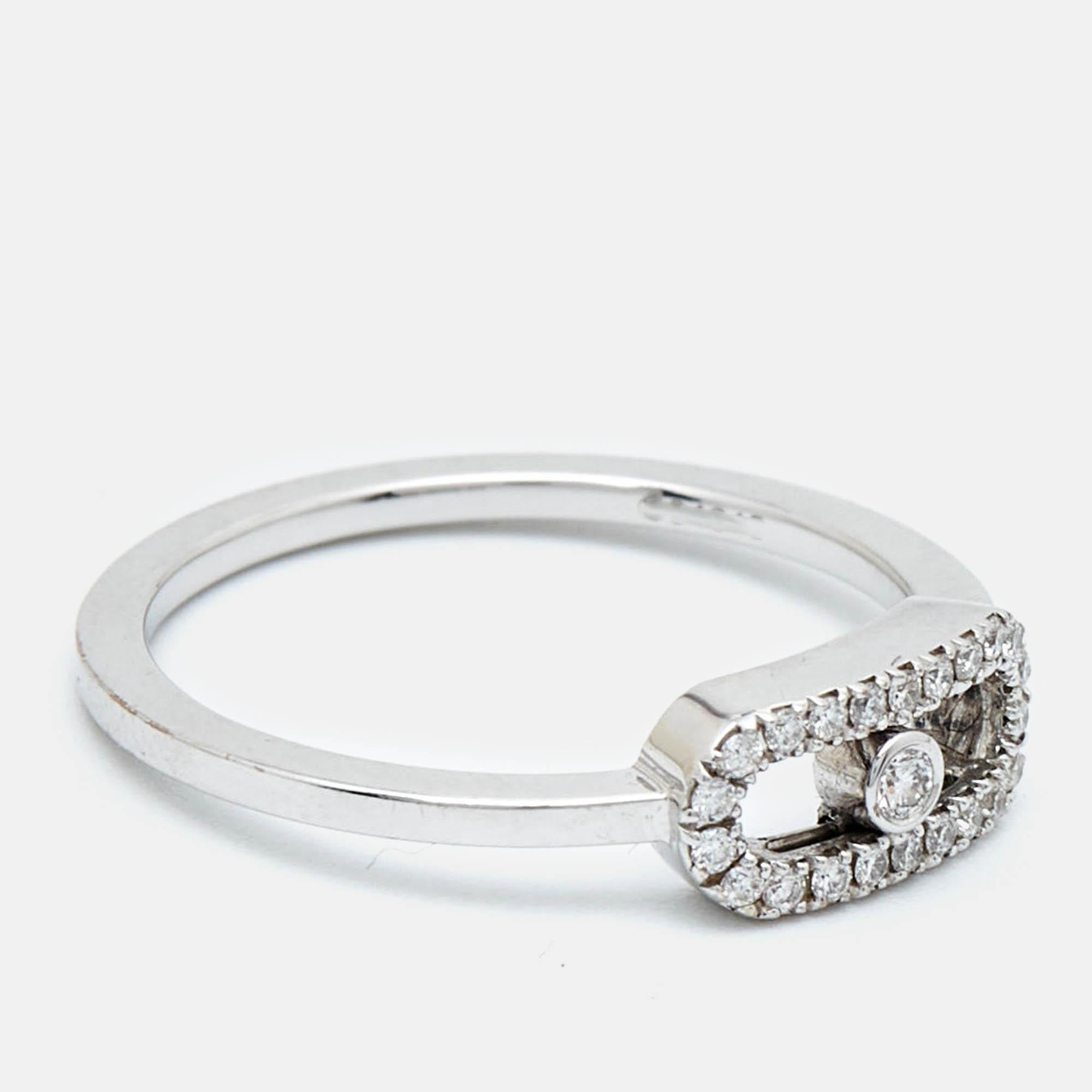 Women's Messika Move Uno Diamonds 18k White Gold Ring Size 48