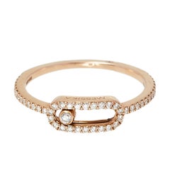 Messika Move Uno Pave Diamond 18K Rose Gold Ring Size 51