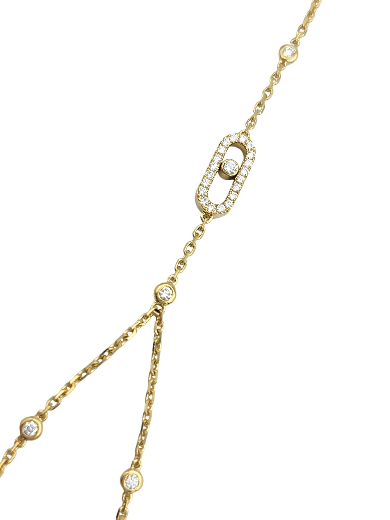 Round Cut Messika Move Uno Pavé Diamond Hand Bracelet in 18 Karat Yellow Gold