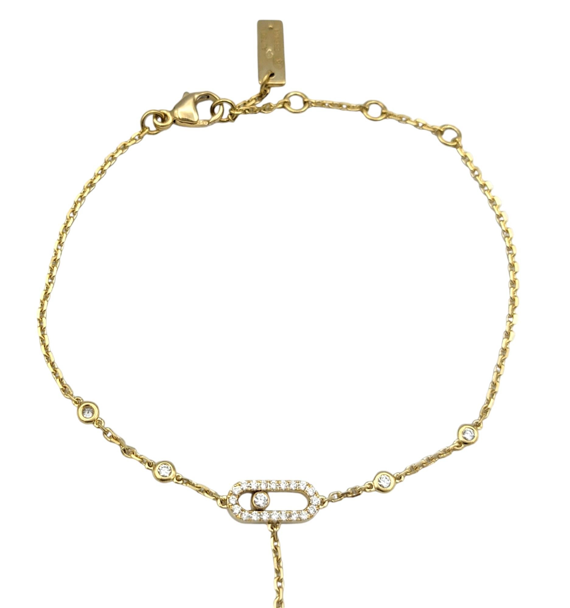Messika Move Uno Pavé Diamond Hand Bracelet in 18 Karat Yellow Gold In Good Condition In Scottsdale, AZ