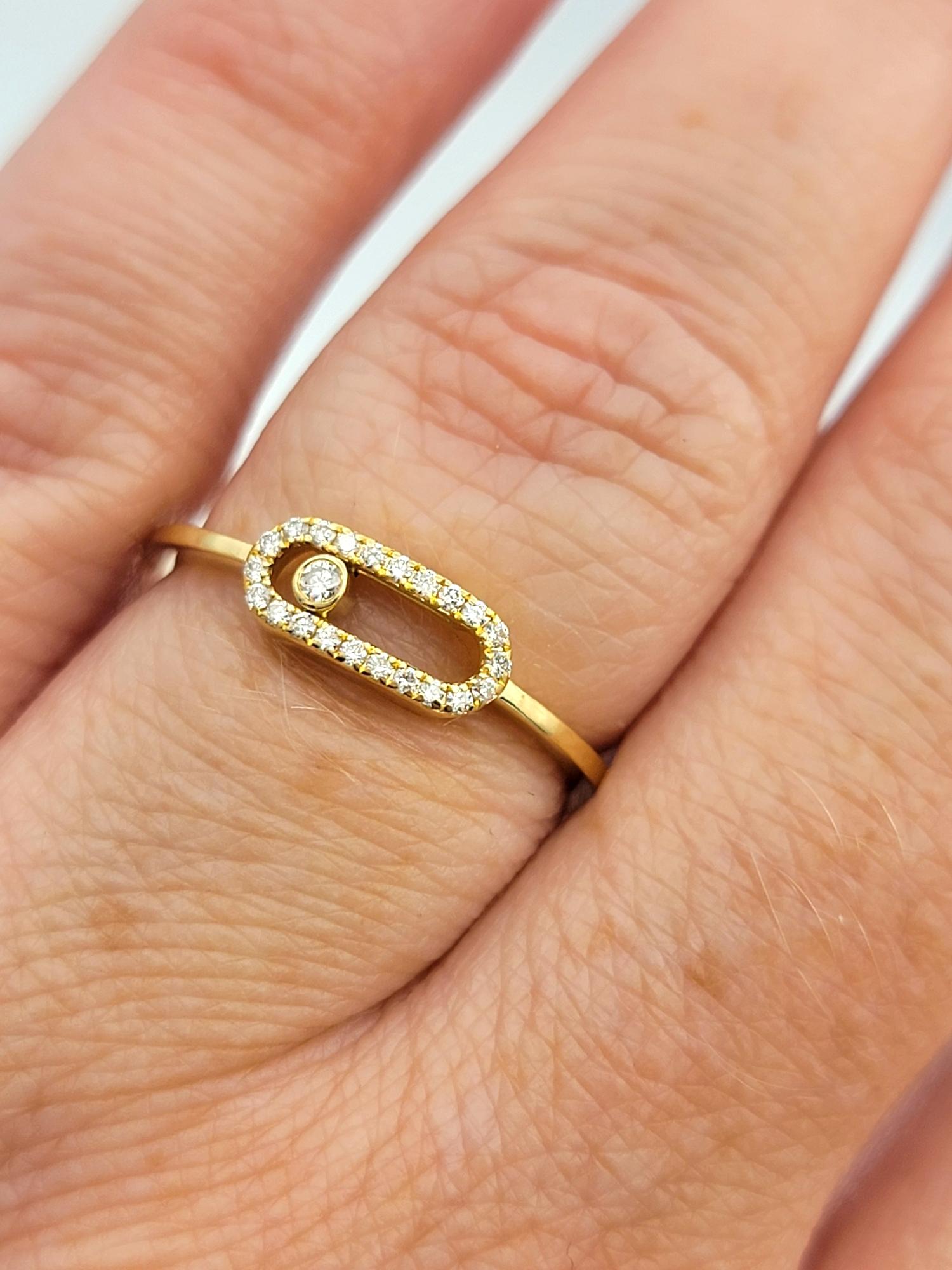 Messika Move Uno Pavé Diamant Slider Band Ring in 18 Karat Gelbgold 5